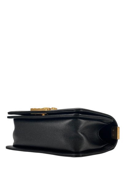 CHANEL - Small Boy Flap Bag Black Caviar Metal Gold
