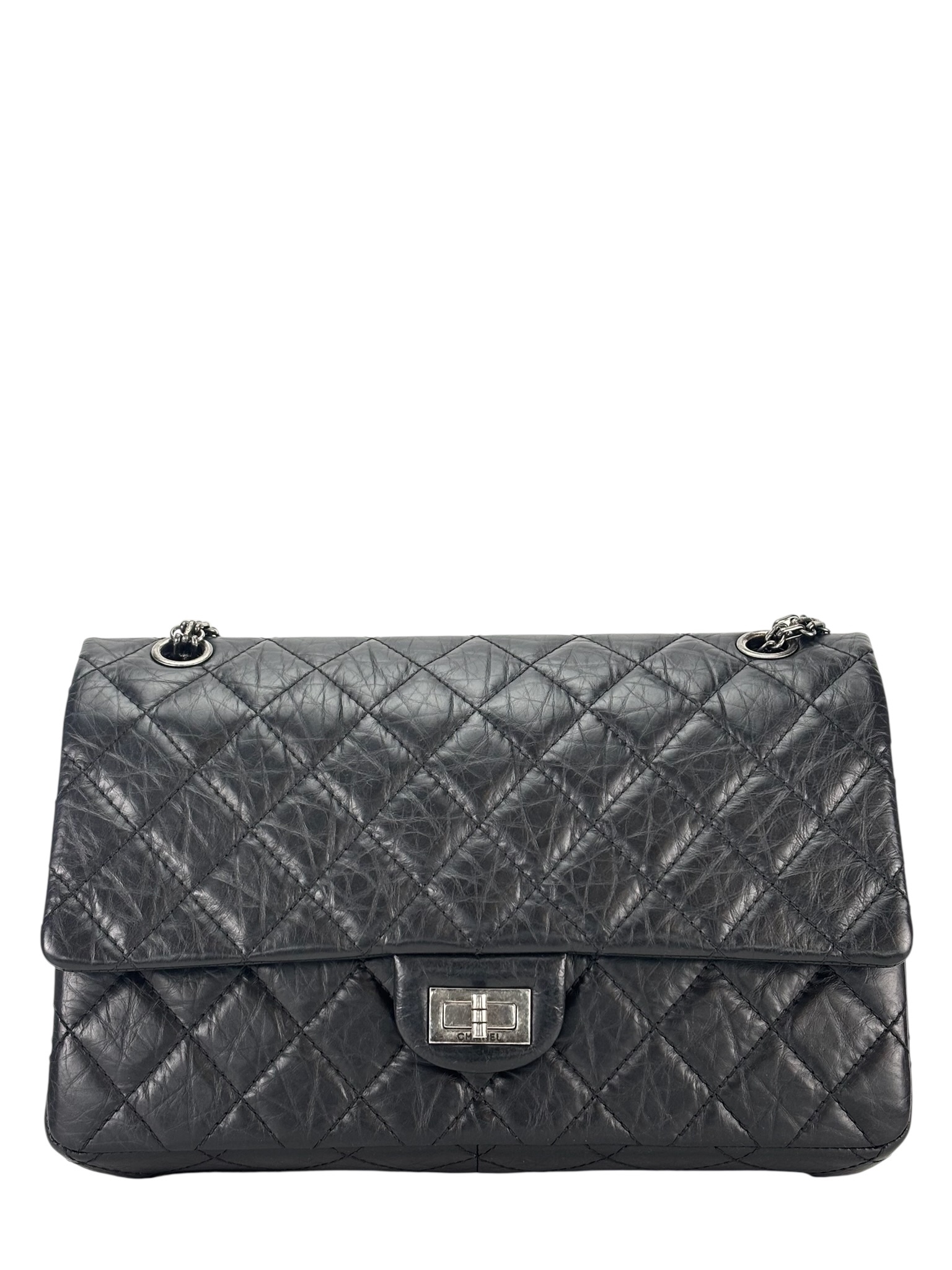 CHANEL - 2.55 Reissue 227 Flap Black Calfskin Ruthenium Hardware