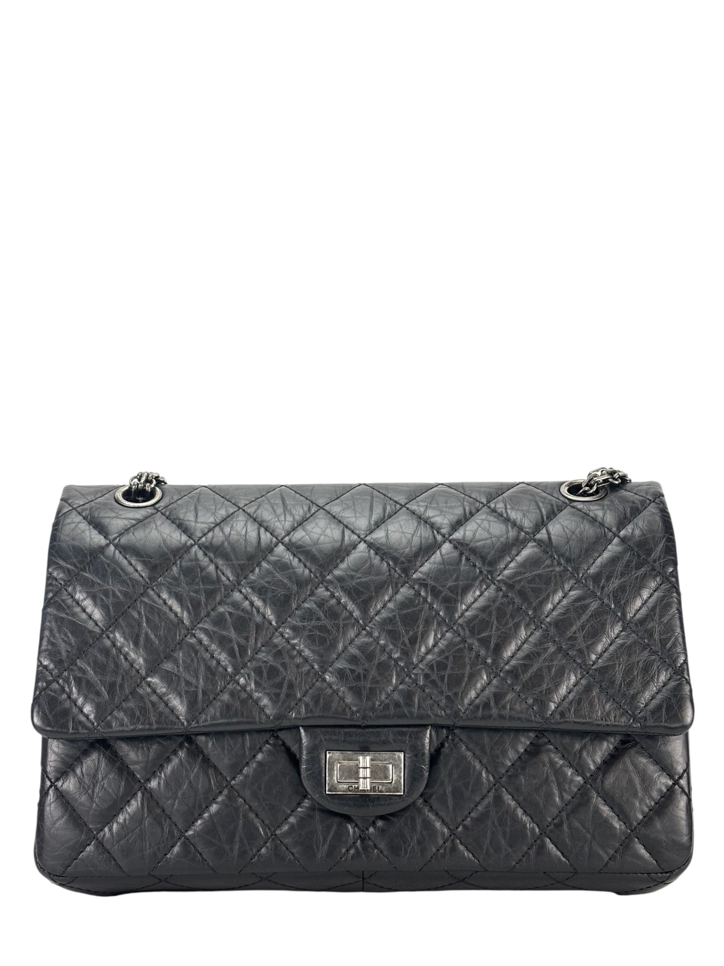 CHANEL - 2.55 Reissue 227 Flap Black Calfskin Ruthenium Hardware