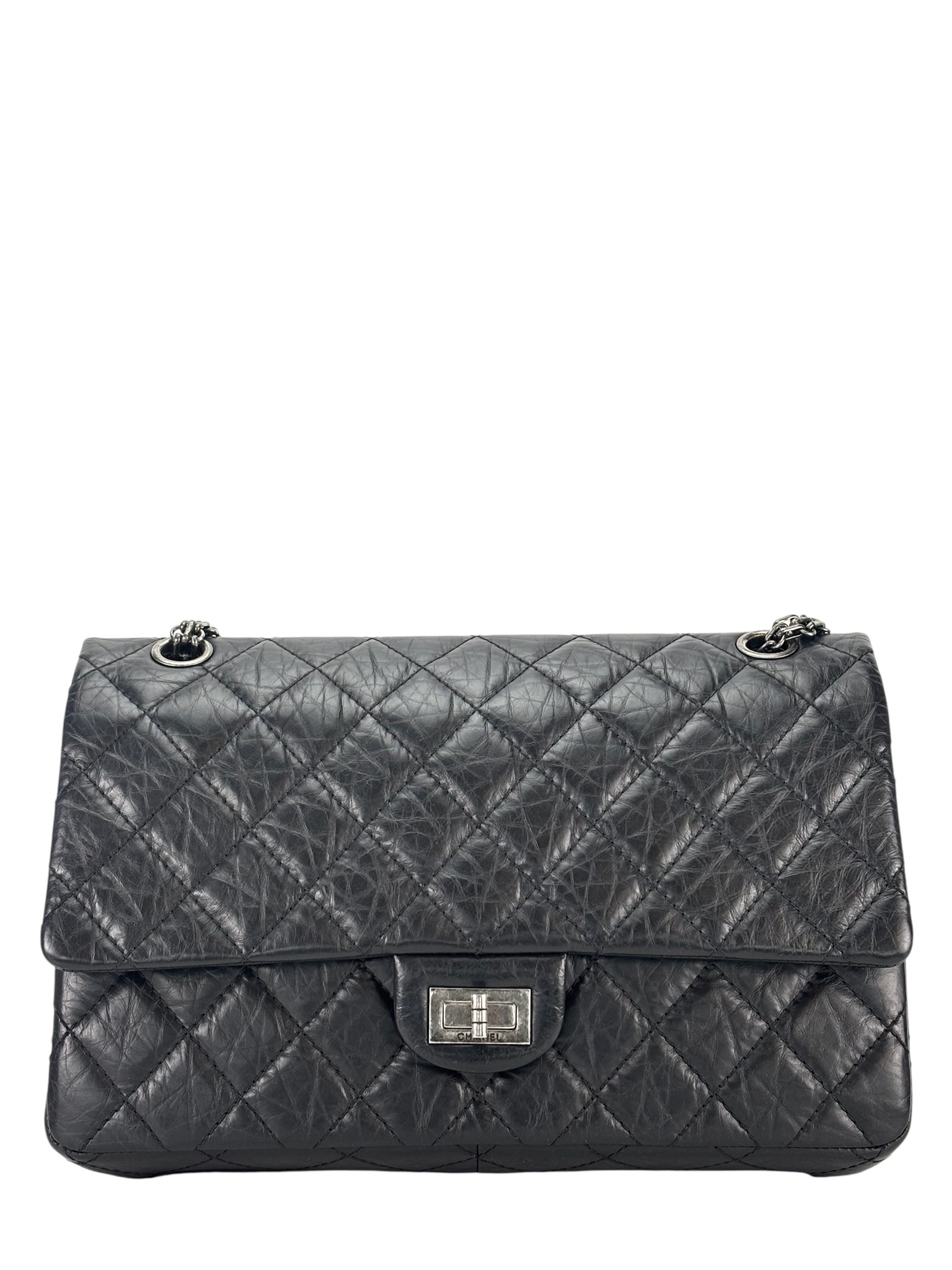 CHANEL - 2.55 Reissue 227 Flap Black Calfskin Ruthenium Hardware