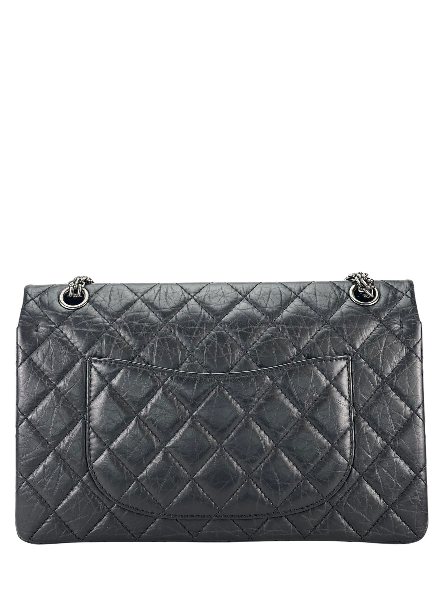 CHANEL 楽1番 CHANEL - 2.55 Reissue 227 Flap Black Calfskin Ruthenium Hardware