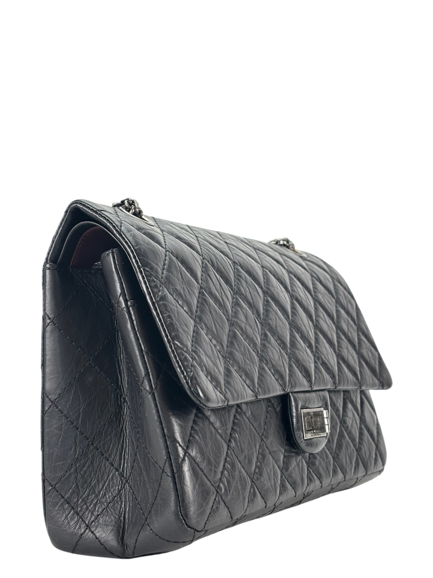 CHANEL - 2.55 Reissue 227 Flap Black Calfskin Ruthenium Hardware