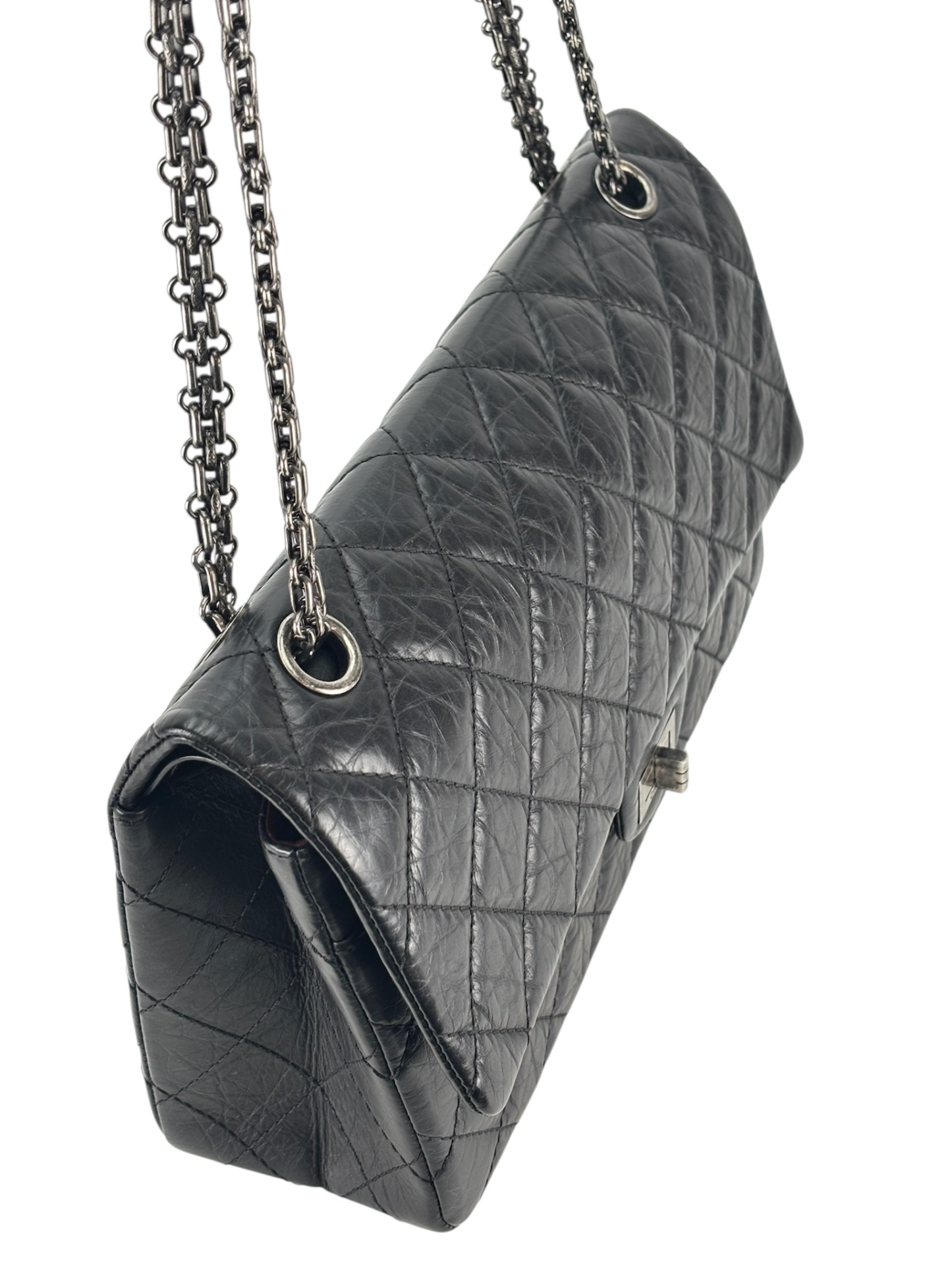 CHANEL - 2.55 Reissue 227 Flap Black Calfskin Ruthenium Hardware
