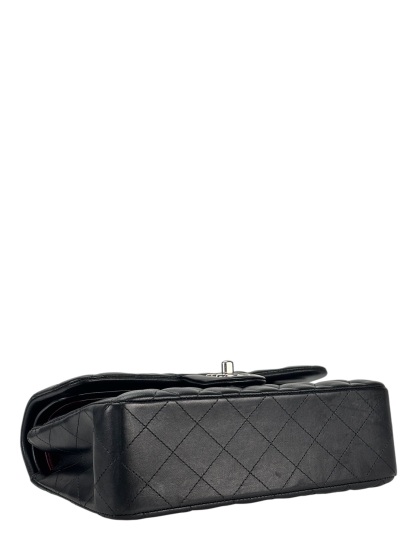 CHANEL - Small Classic Double Flap Bag Black Lambskin Sliver Hardware (CF23)