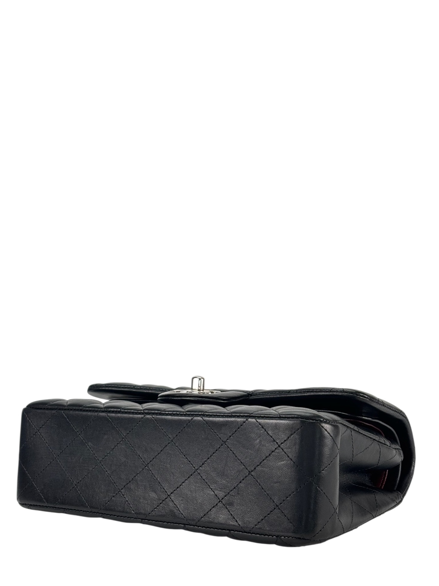 CHANEL - Small Classic Double Flap Bag Black Lambskin Sliver Hardware (CF23)