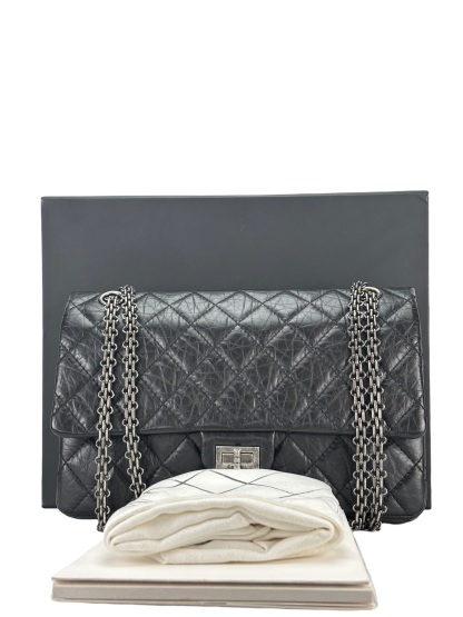 CHANEL - 2.55 Reissue 227 Flap Black Calfskin Ruthenium Hardware