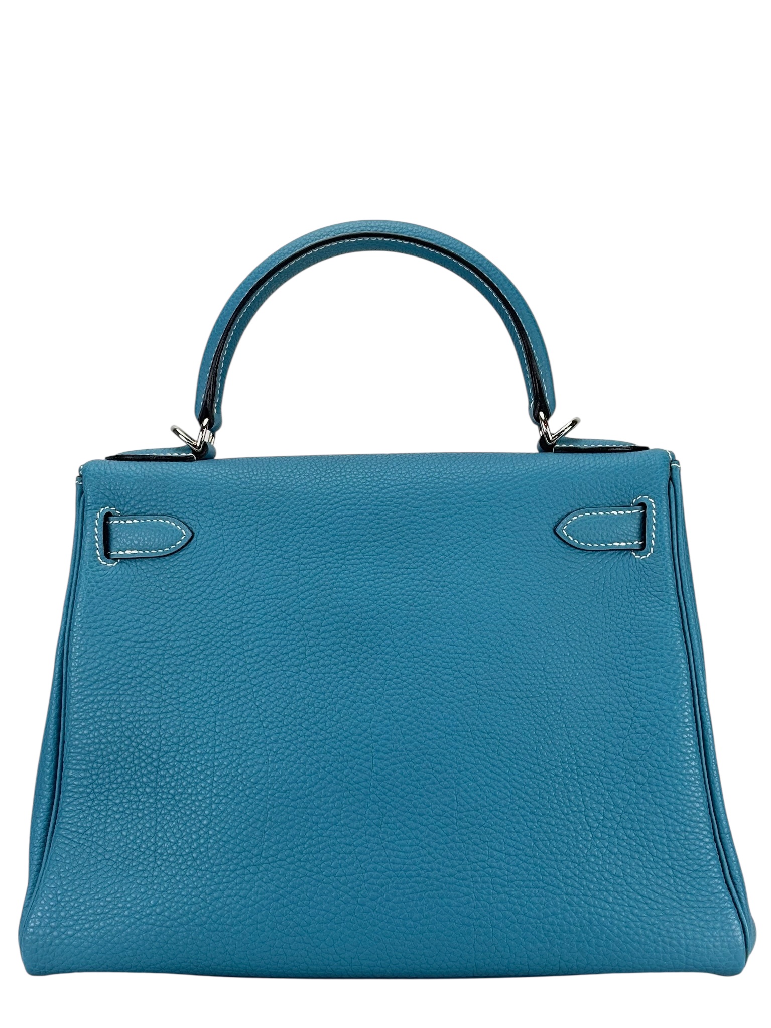 HERMES - Kelly 28 Bleu Jean Togo Palladium Hardware   