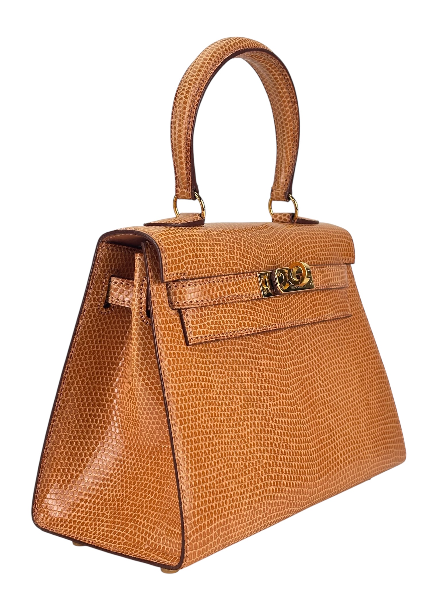 HERMES -  Mini Kelly 20 Orange Clair Niloticus Lizard Gold Hardware
