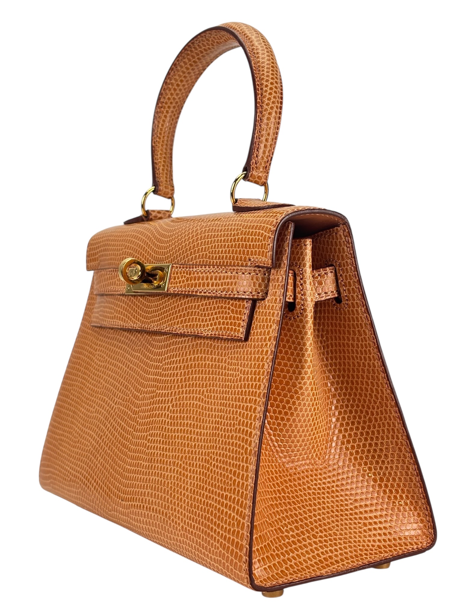 HERMES -  Mini Kelly 20 Orange Clair Niloticus Lizard Gold Hardware