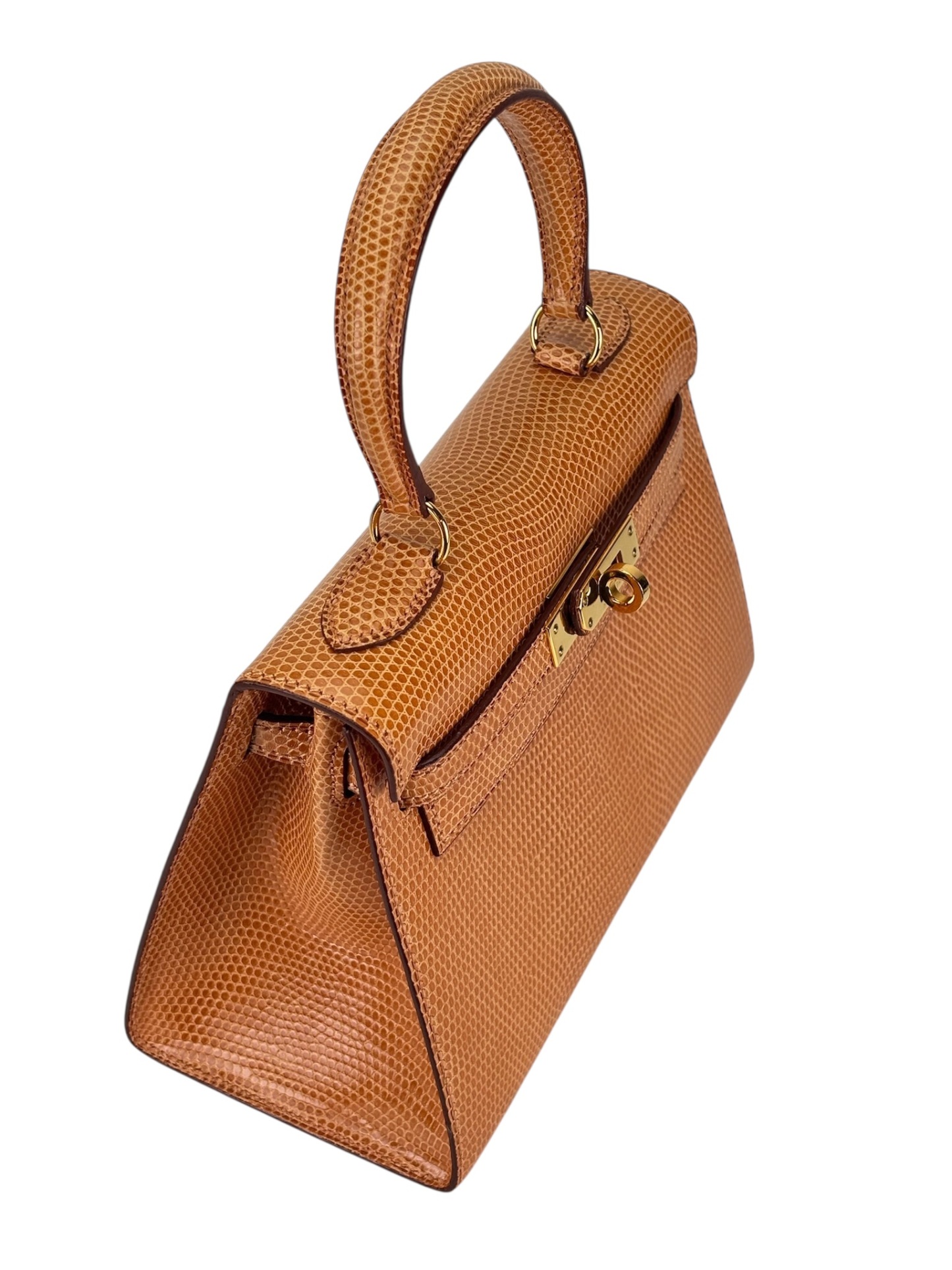 HERMES -  Mini Kelly 20 Orange Clair Niloticus Lizard Gold Hardware