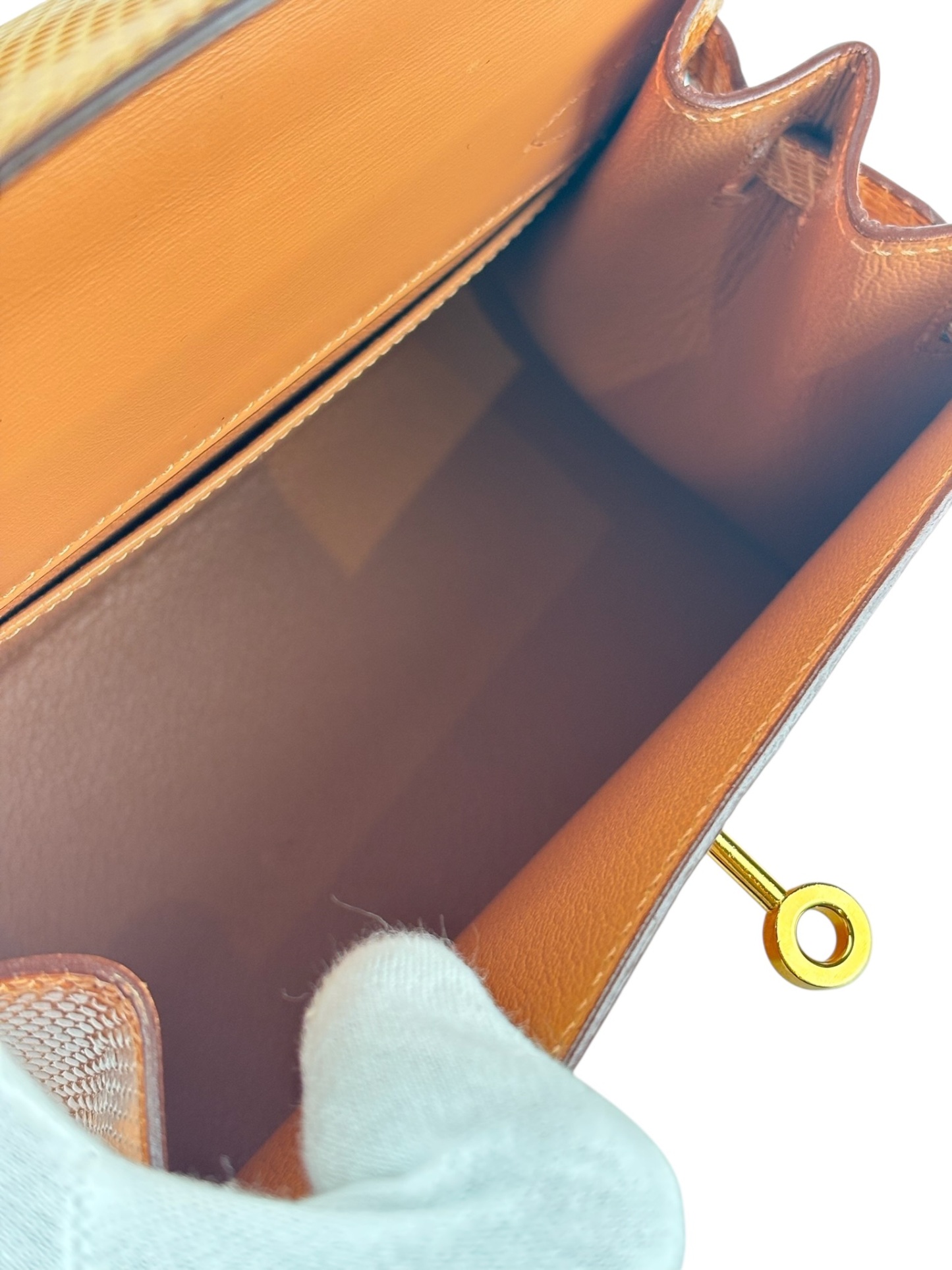 HERMES -  Mini Kelly 20 Orange Clair Niloticus Lizard Gold Hardware