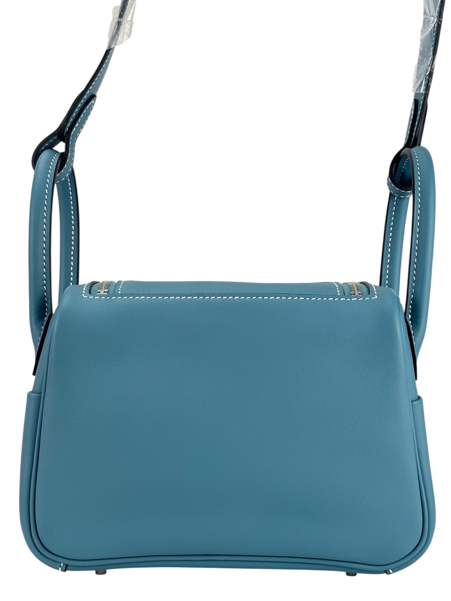 HERMES - Mini Lindy Bleu Jean Swift Palladium Hardware 