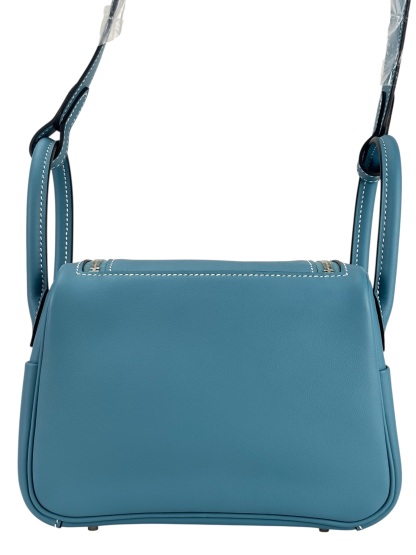 HERMES - Mini Lindy Bleu Jean Swift Palladium Hardware 