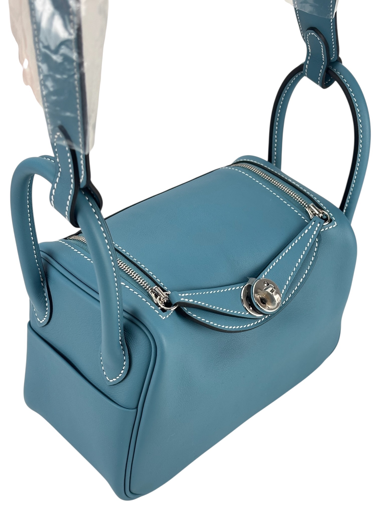 HERMES - Mini Lindy Bleu Jean Swift Palladium Hardware 