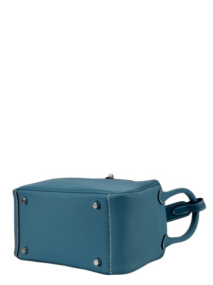HERMES - Mini Lindy Bleu Jean Swift Palladium Hardware 
