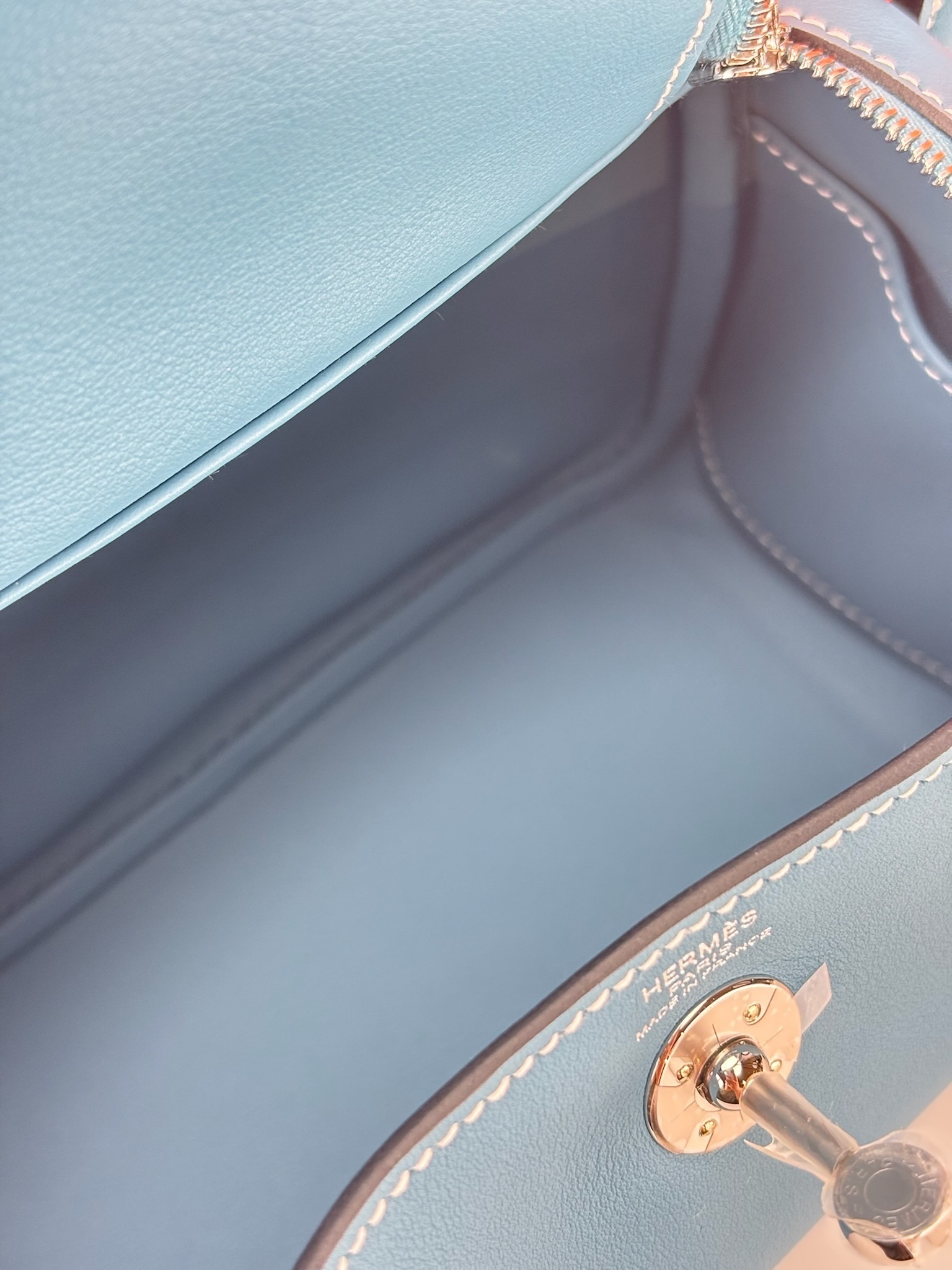 HERMES - Mini Lindy Bleu Jean Swift Palladium Hardware 