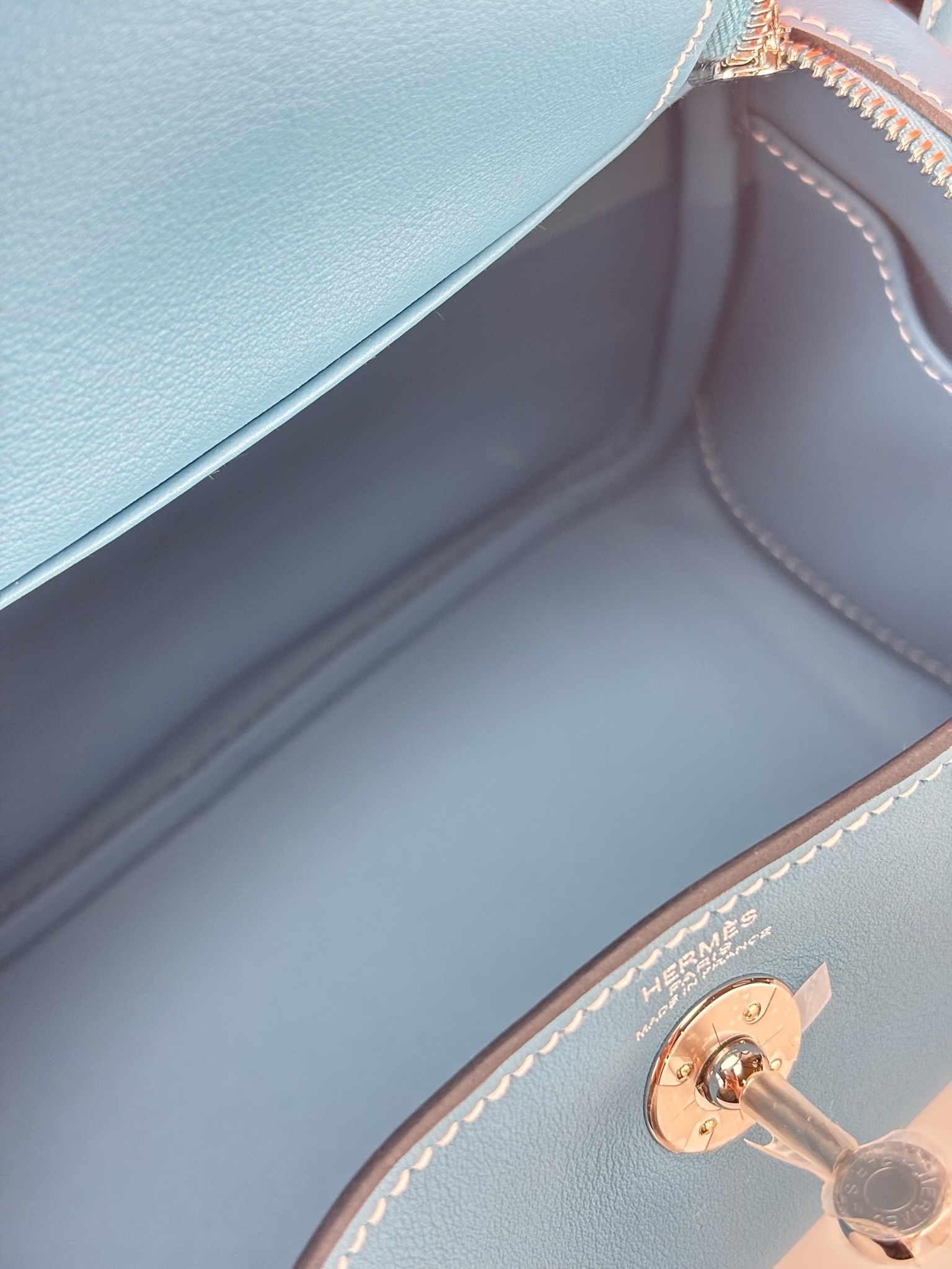 HERMES - Mini Lindy Bleu Jean Swift Palladium Hardware 