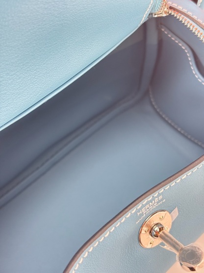 HERMES - Mini Lindy Bleu Jean Swift Palladium Hardware 