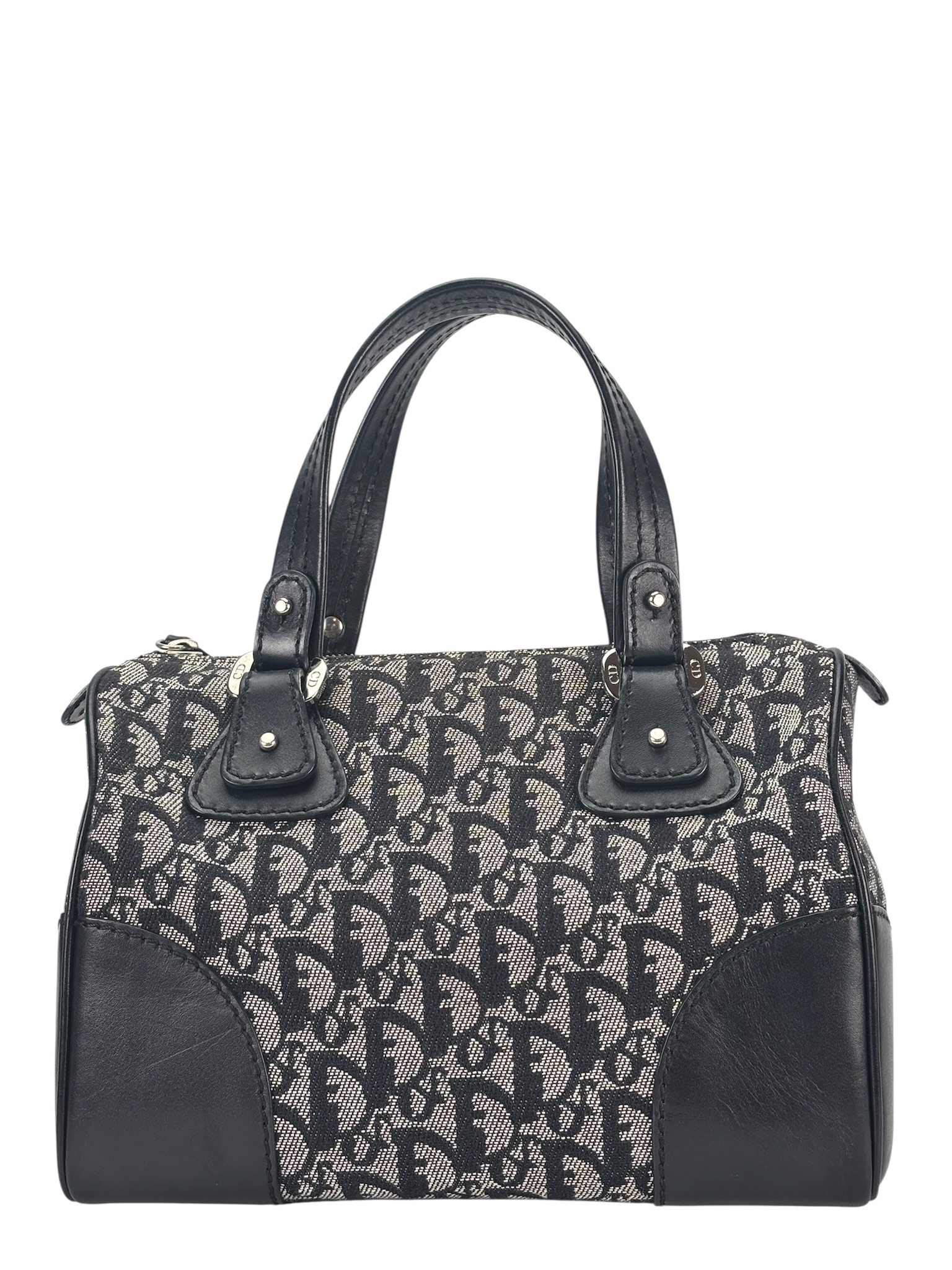 CHRISTIAN DIOR - Navy Trotter Canvas Mini Boston Bag