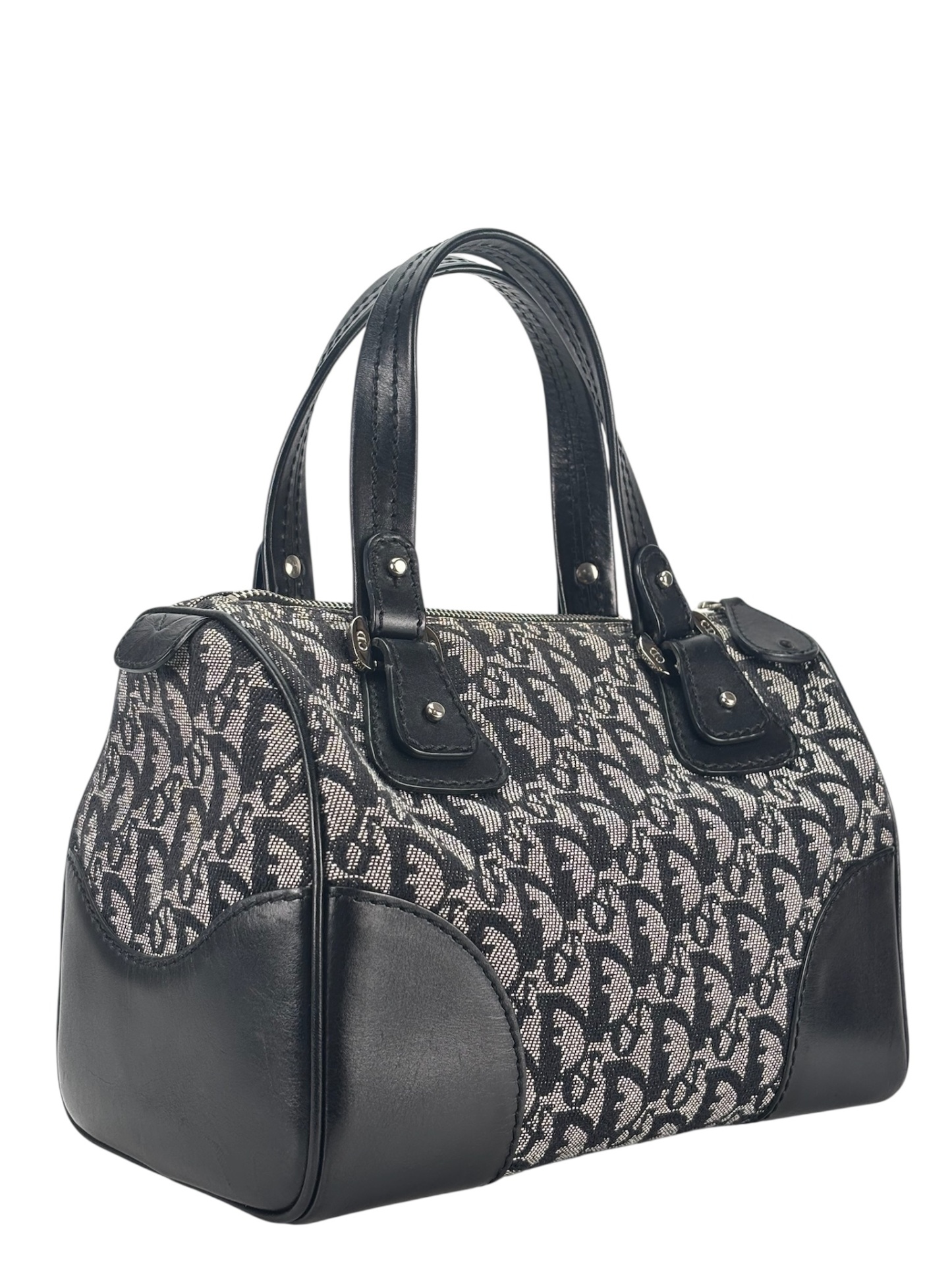 CHRISTIAN DIOR - Navy Trotter Canvas Mini Boston Bag