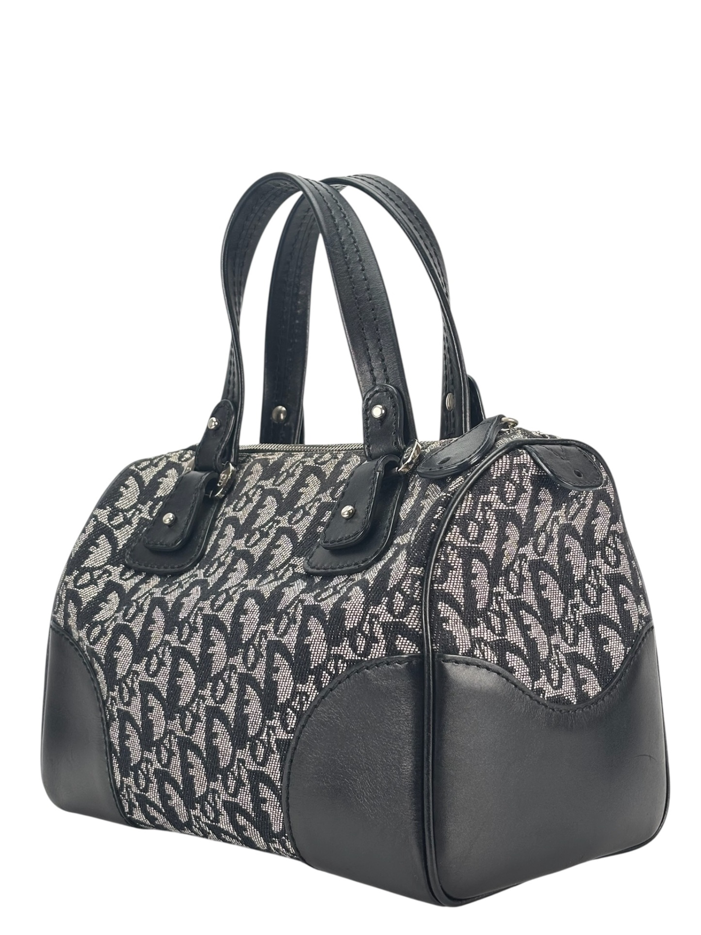 CHRISTIAN DIOR - Navy Trotter Canvas Mini Boston Bag