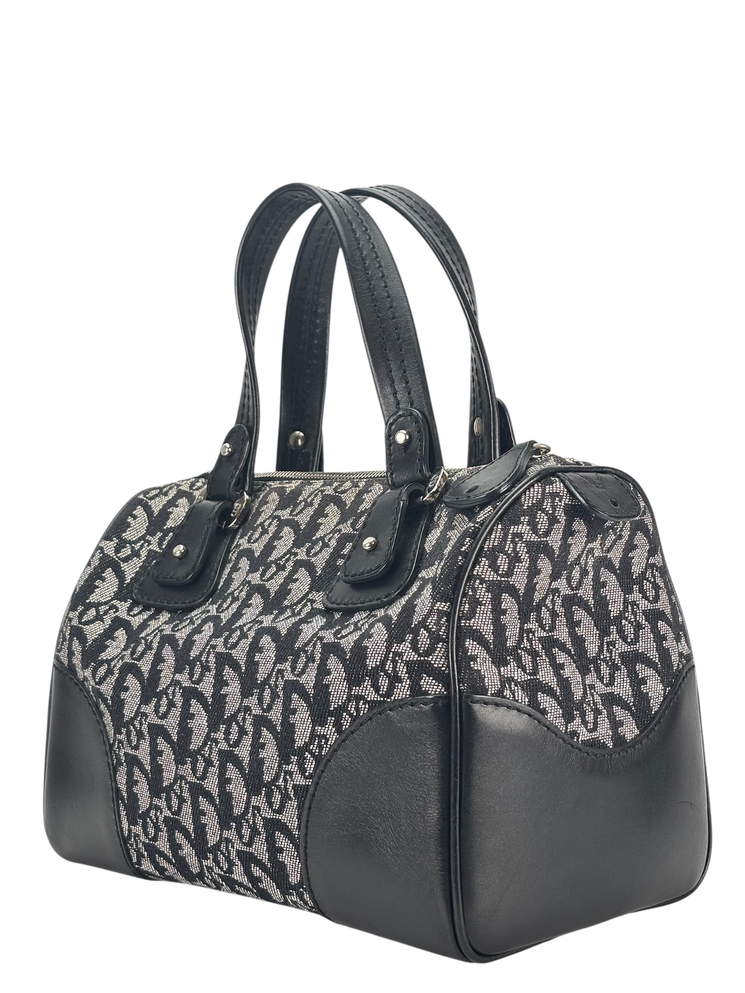 CHRISTIAN DIOR - Navy Trotter Canvas Mini Boston Bag