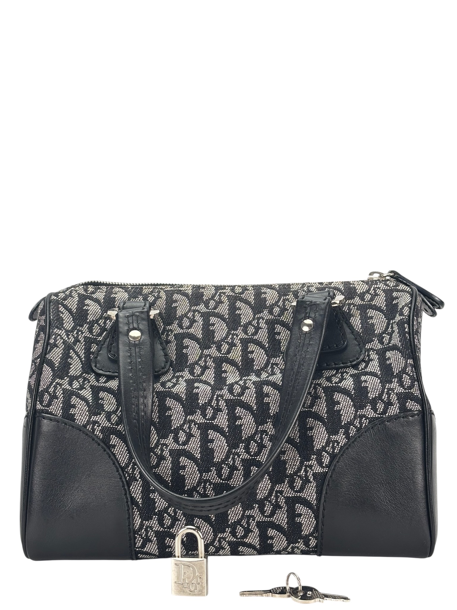 CHRISTIAN DIOR - Navy Trotter Canvas Mini Boston Bag