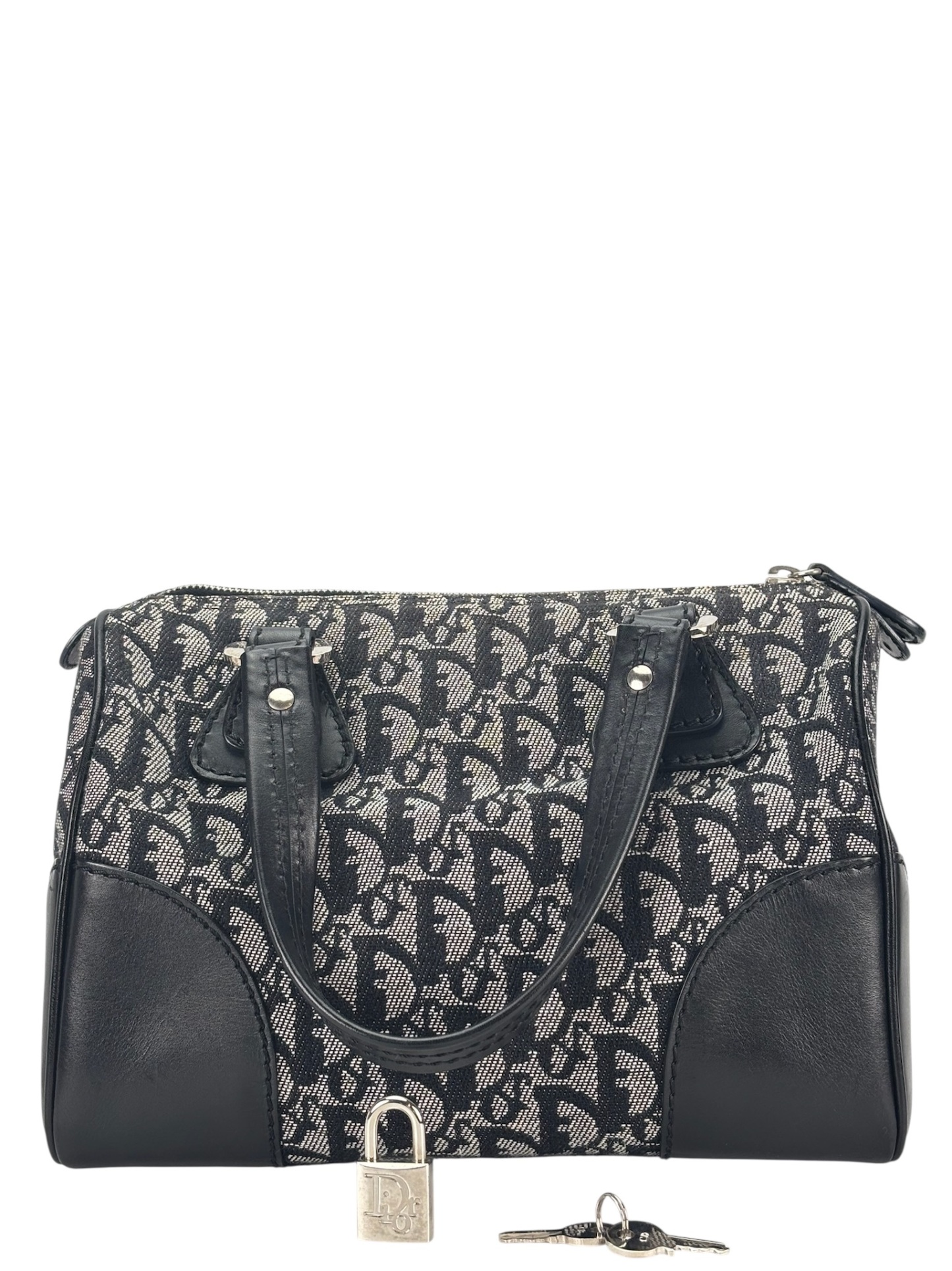 CHRISTIAN DIOR - Navy Trotter Canvas Mini Boston Bag