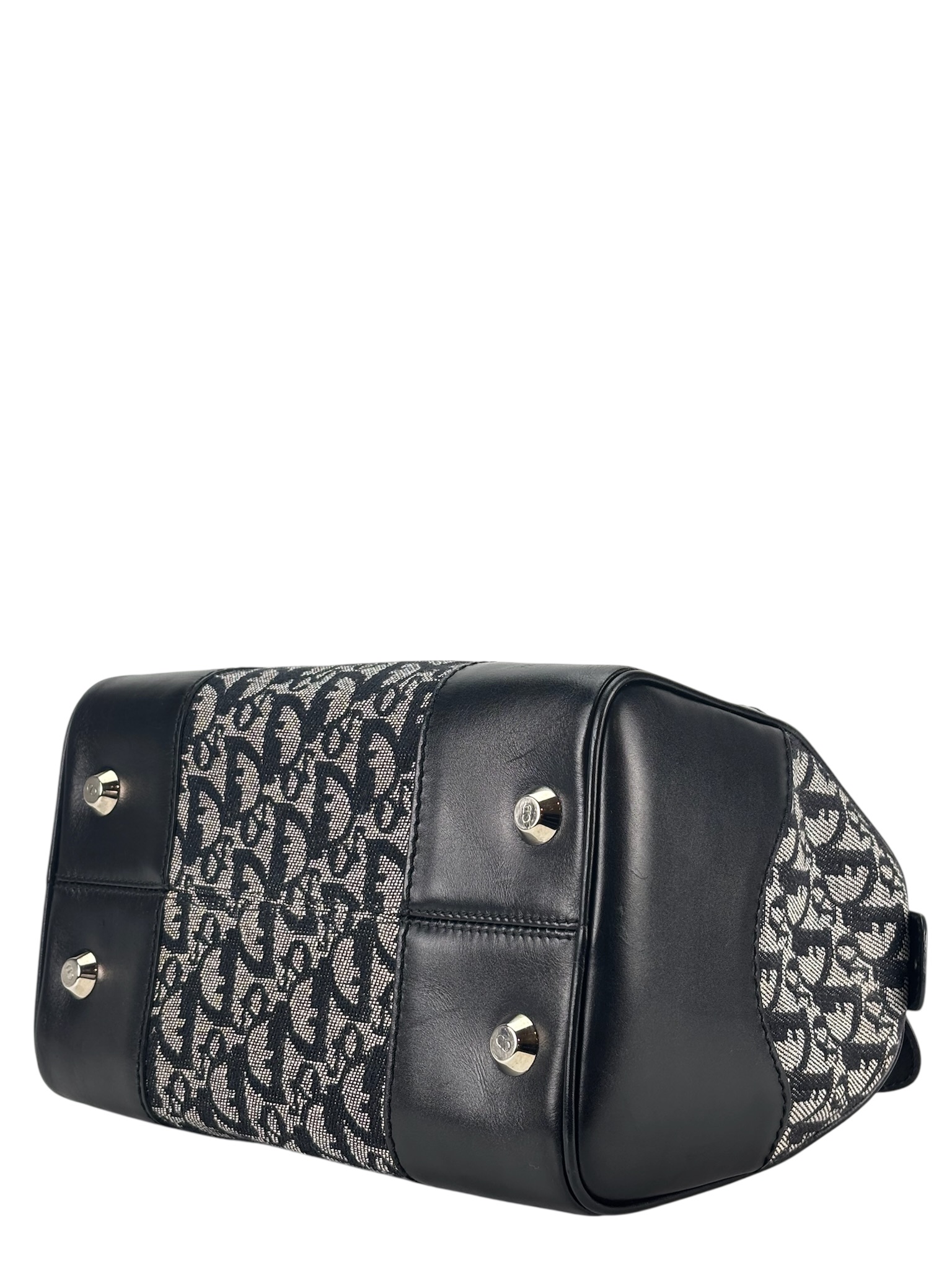 CHRISTIAN DIOR - Navy Trotter Canvas Mini Boston Bag