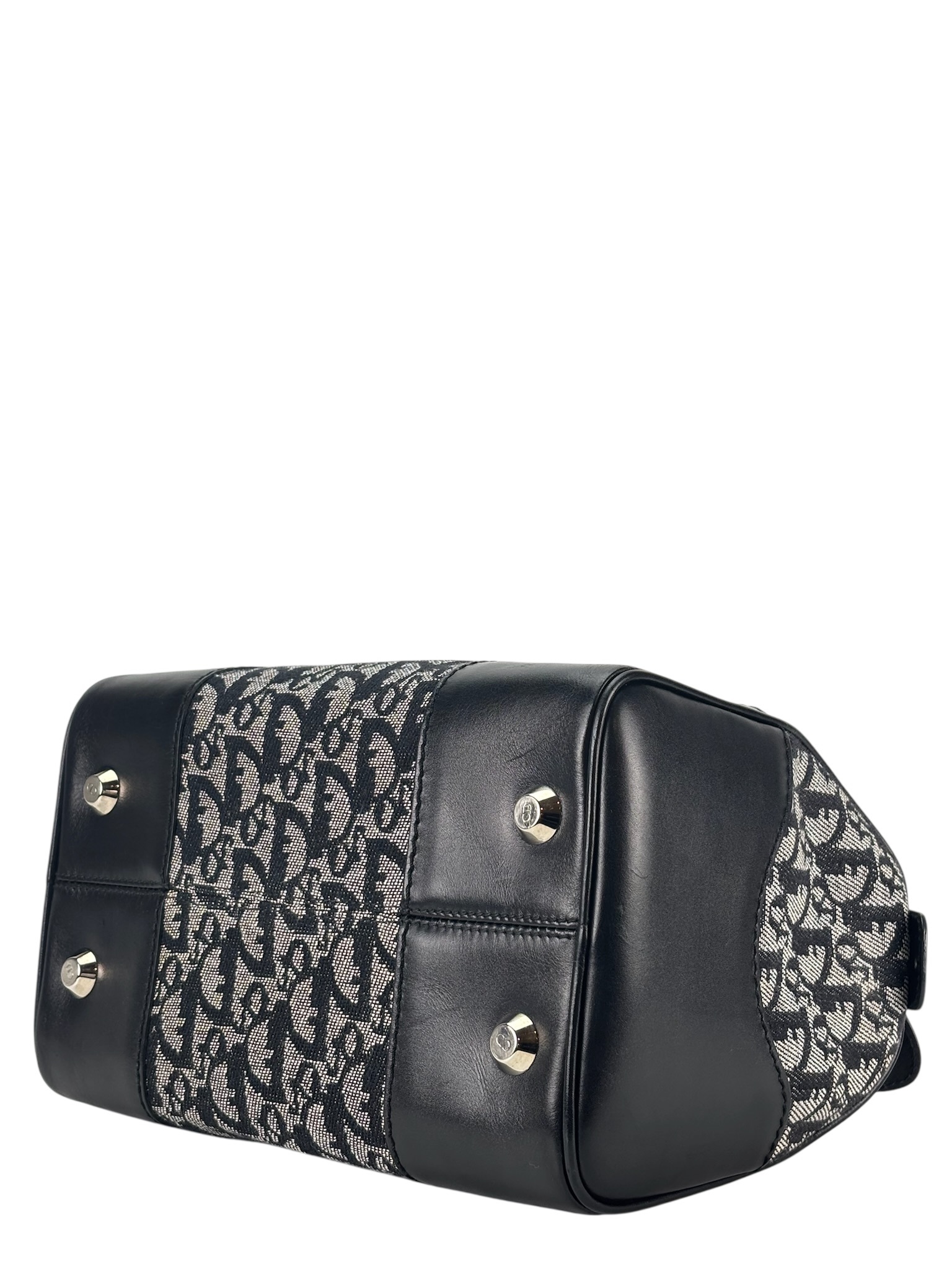 CHRISTIAN DIOR - Navy Trotter Canvas Mini Boston Bag