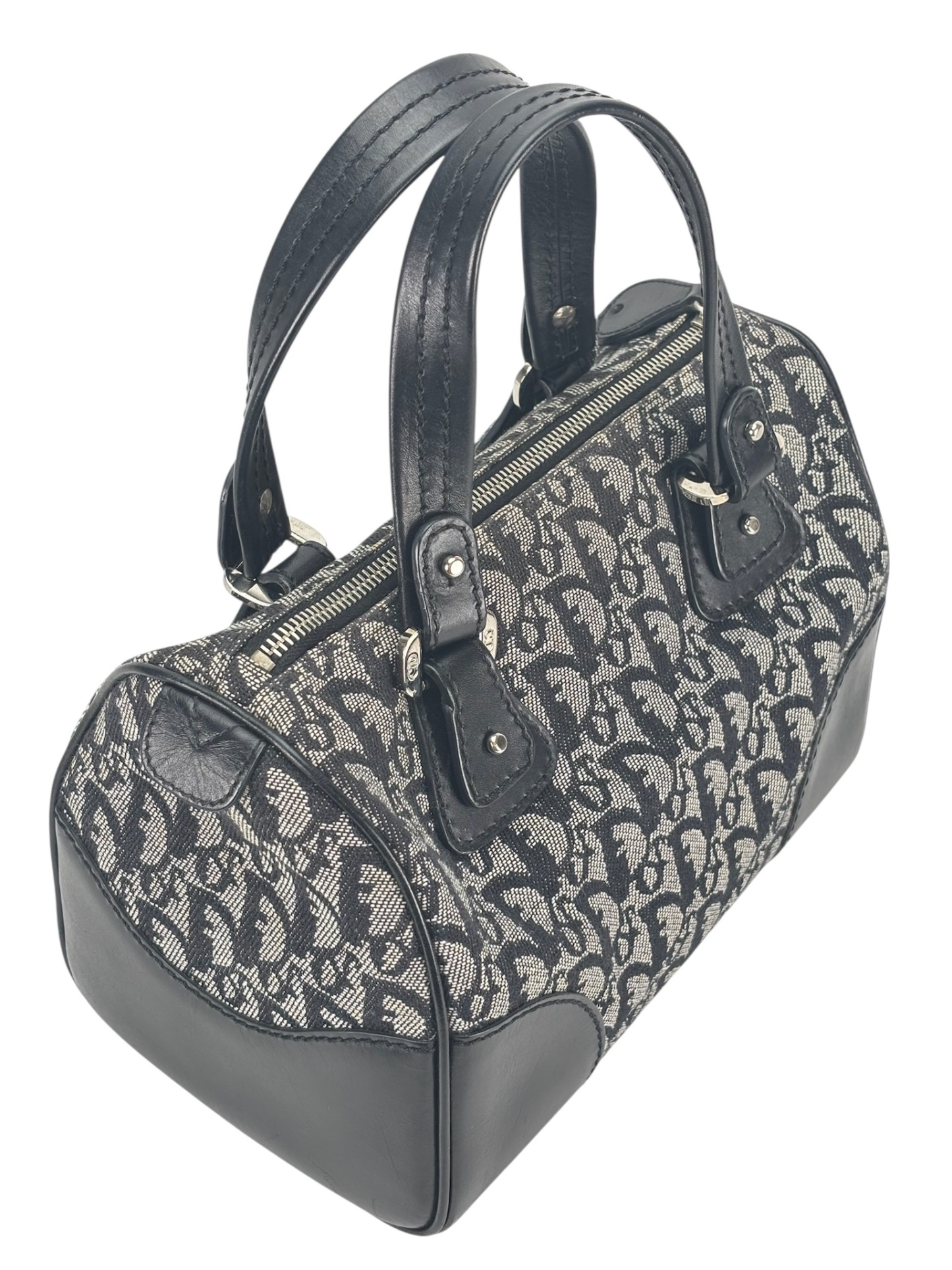 CHRISTIAN DIOR - Navy Trotter Canvas Mini Boston Bag