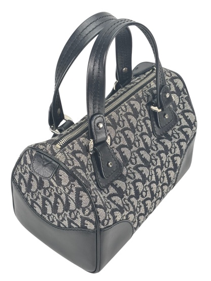 CHRISTIAN DIOR - Navy Trotter Canvas Mini Boston Bag