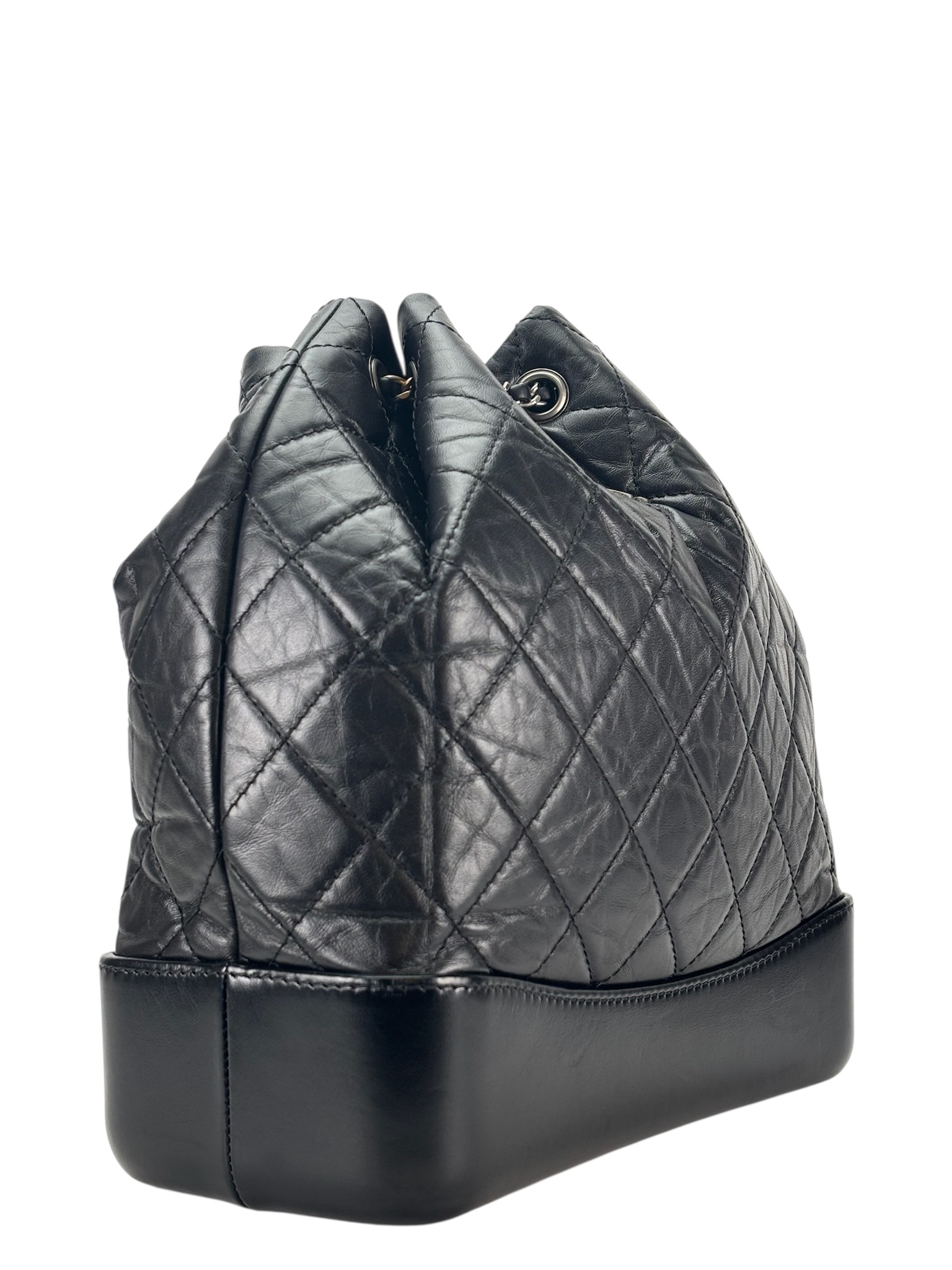 CHANEL - Black Calfskin Gabrielle Silver Hardware Backpack