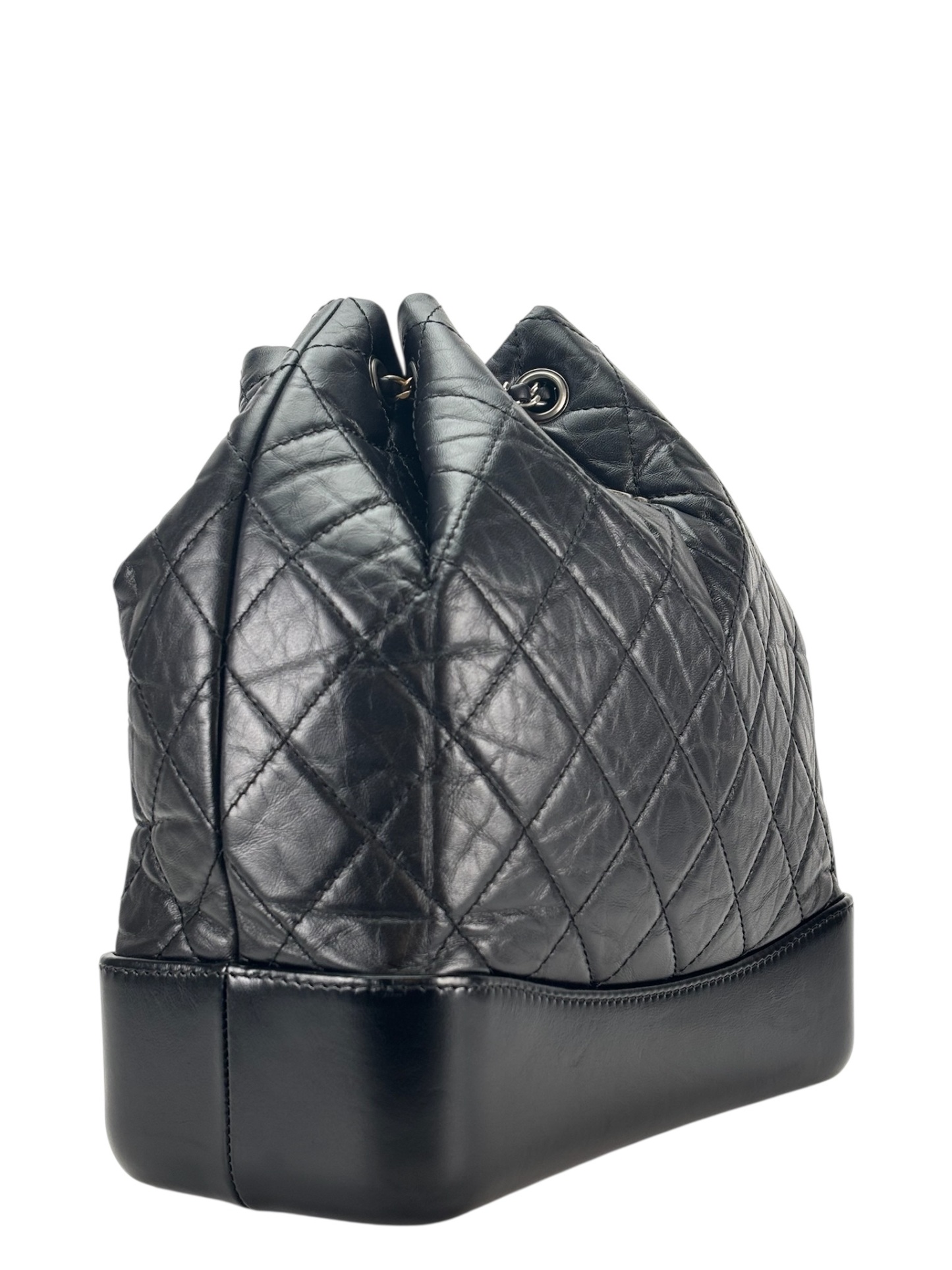 CHANEL - Black Calfskin Gabrielle Silver Hardware Backpack