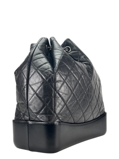 CHANEL - Black Calfskin Gabrielle Silver Hardware Backpack