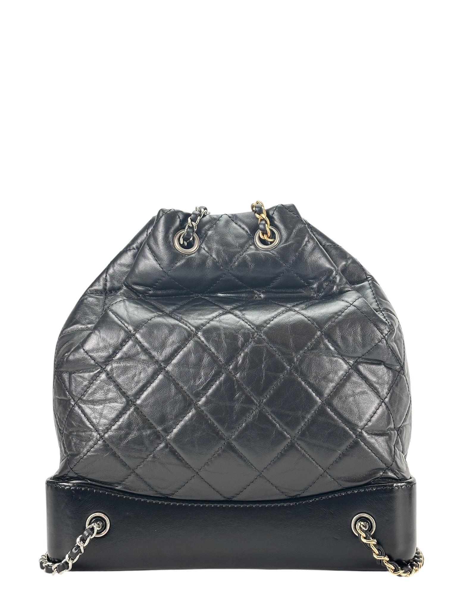 CHANEL - Black Calfskin Gabrielle Silver Hardware Backpack