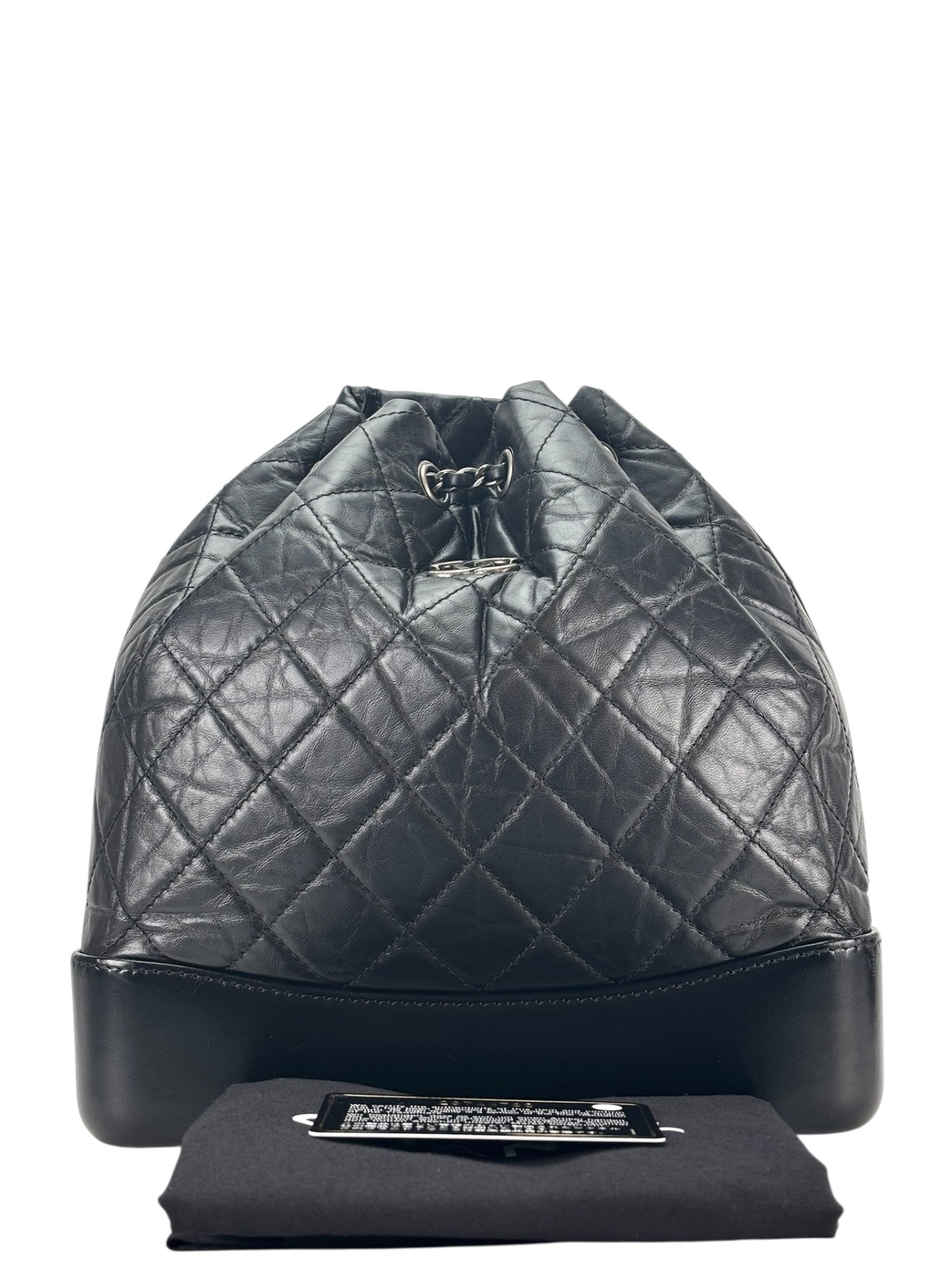 CHANEL - Black Calfskin Gabrielle Silver Hardware Backpack