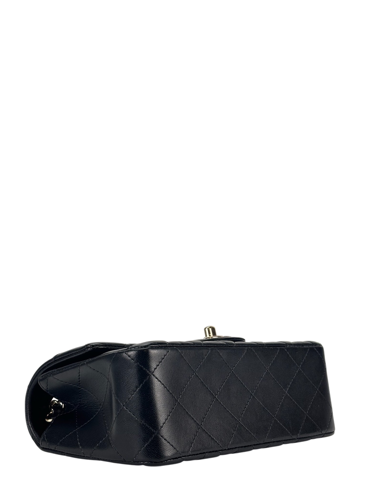 CHANEL - Mini Matlasse 20 Lambskin Single Flap Chain Bag Black Gold Hardware