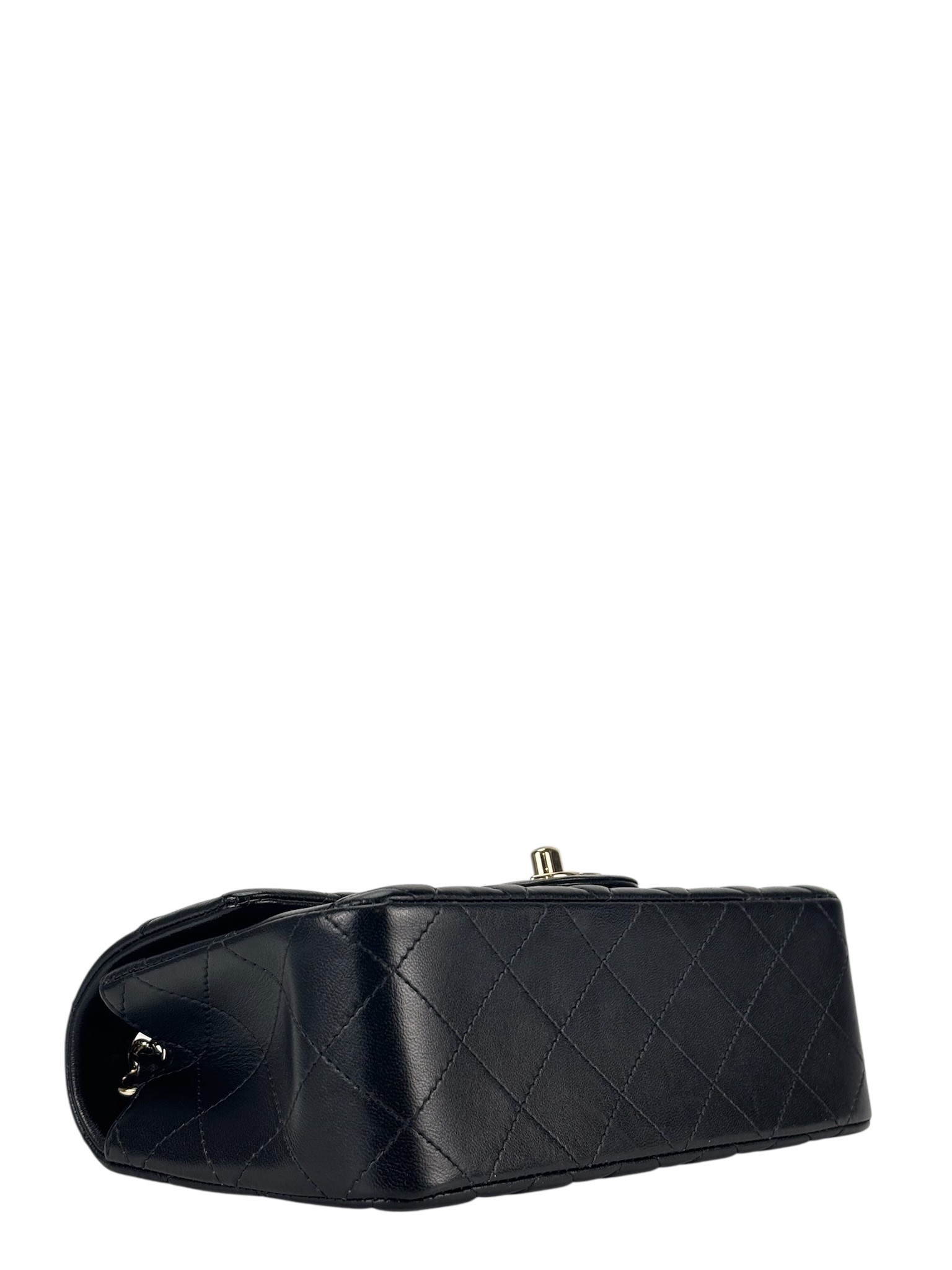 CHANEL - Mini Matlasse 20 Lambskin Single Flap Chain Bag Black Gold Hardware