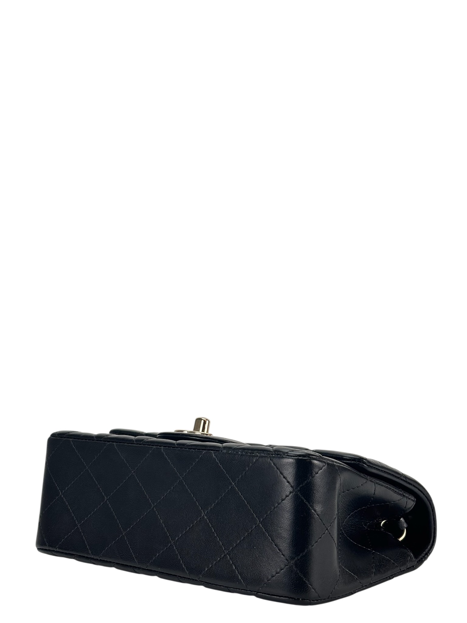 CHANEL - Mini Matlasse 20 Lambskin Single Flap Chain Bag Black Gold Hardware