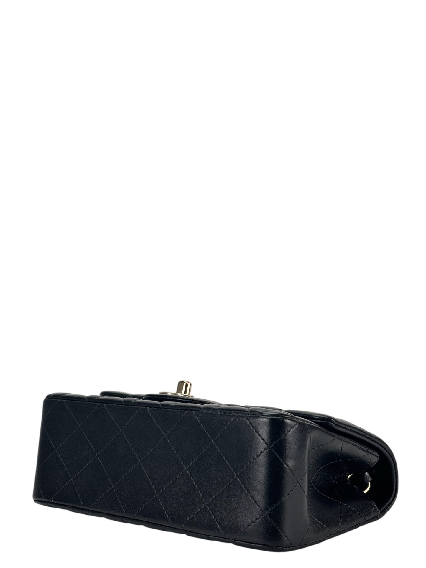 CHANEL - Mini Matlasse 20 Lambskin Single Flap Chain Bag Black Gold Hardware