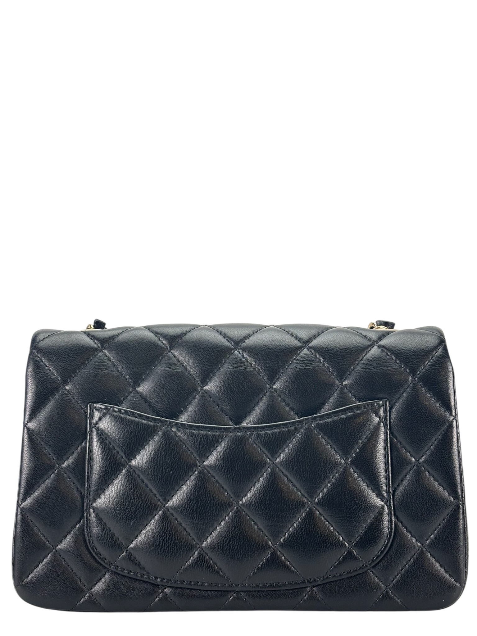 CHANEL - Mini Matlasse 20 Lambskin Single Flap Chain Bag Black Gold Hardware