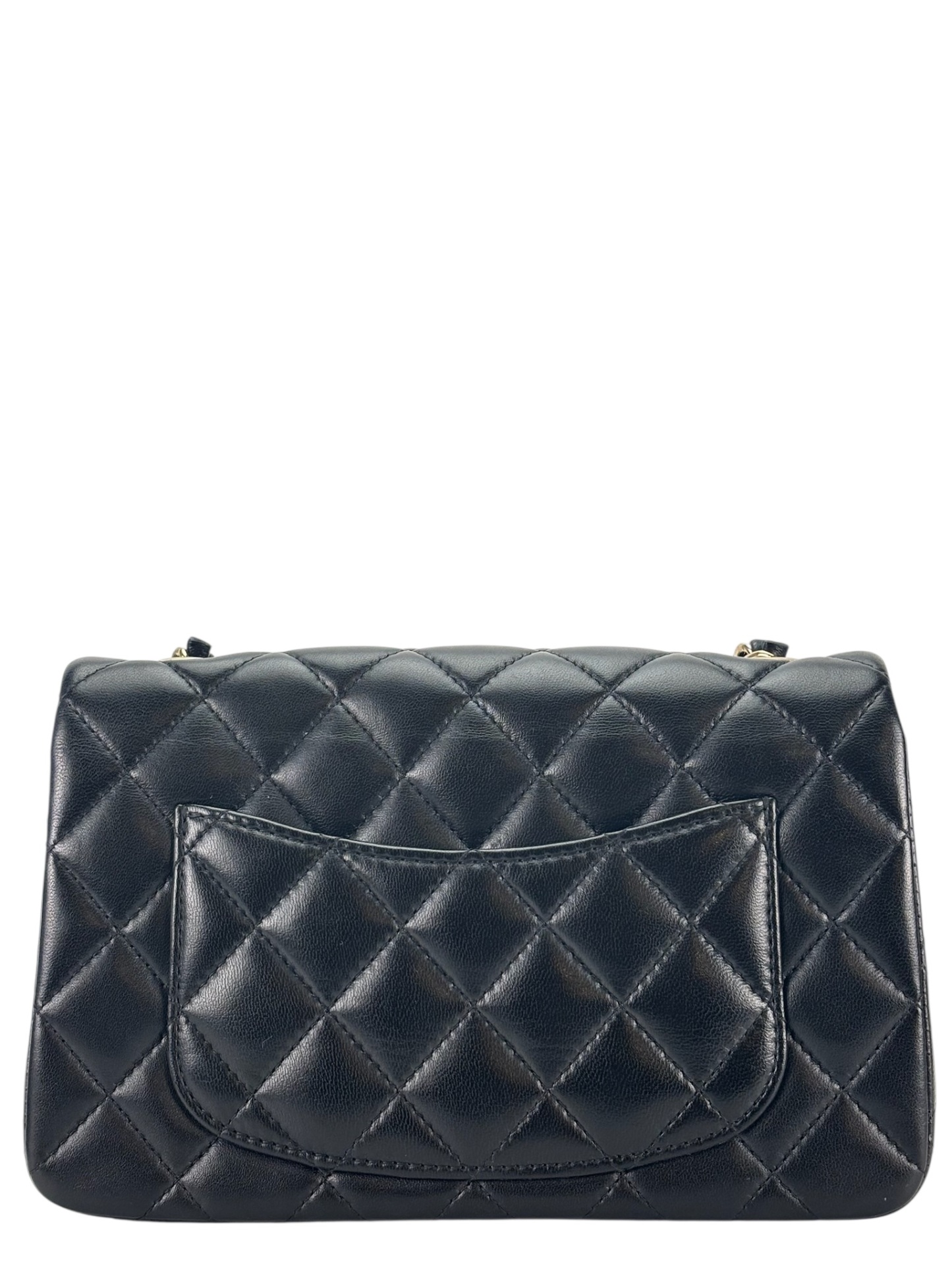 CHANEL - Mini Matlasse 20 Lambskin Single Flap Chain Bag Black Gold Hardware