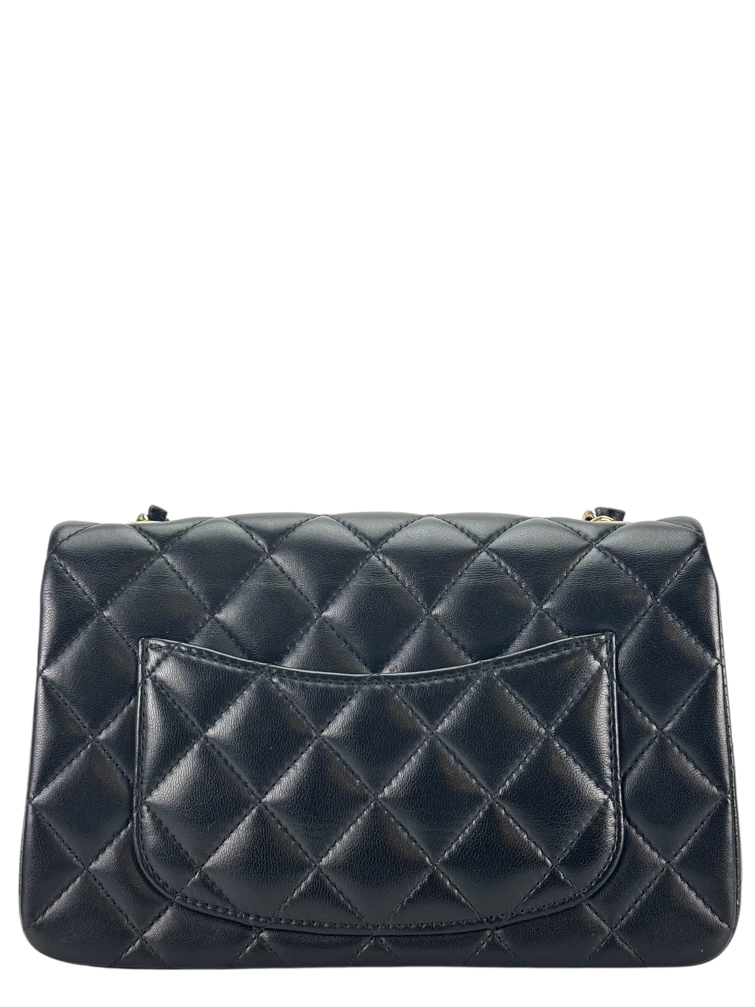 CHANEL - Mini Matlasse 20 Lambskin Single Flap Chain Bag Black Gold Hardware