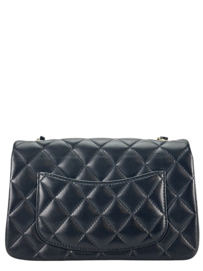CHANEL - Mini Matlasse 20 Lambskin Single Flap Chain Bag Black Gold Hardware