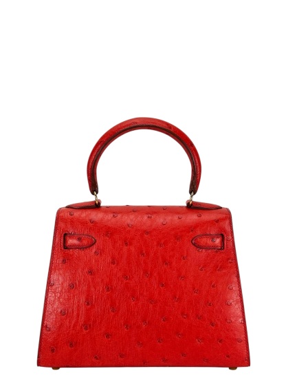 HERMES - Kelly 20 Vif Red Ostrich Gold Hardware