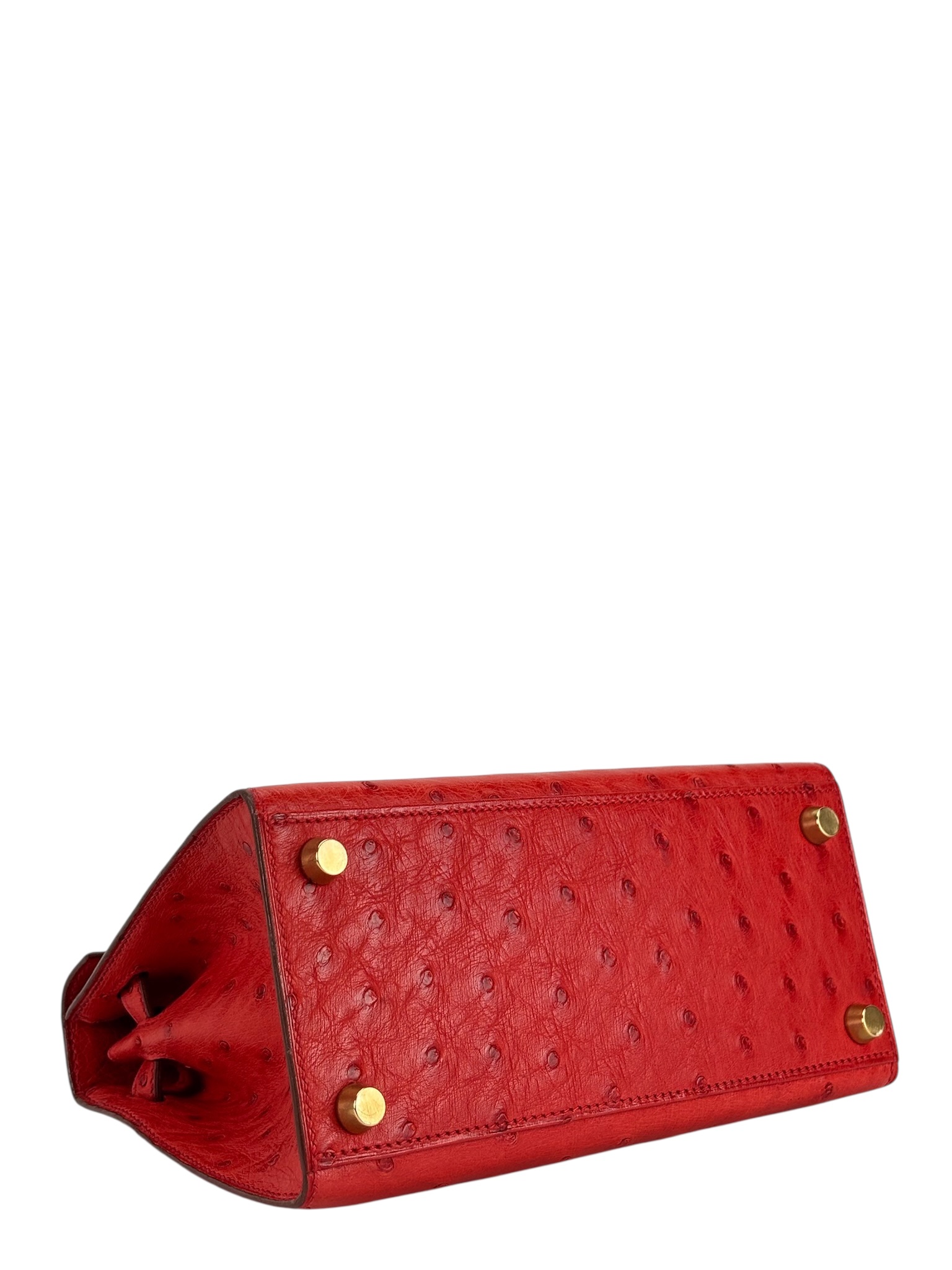 HERMES - Kelly 20 Vif Red Ostrich Gold Hardware