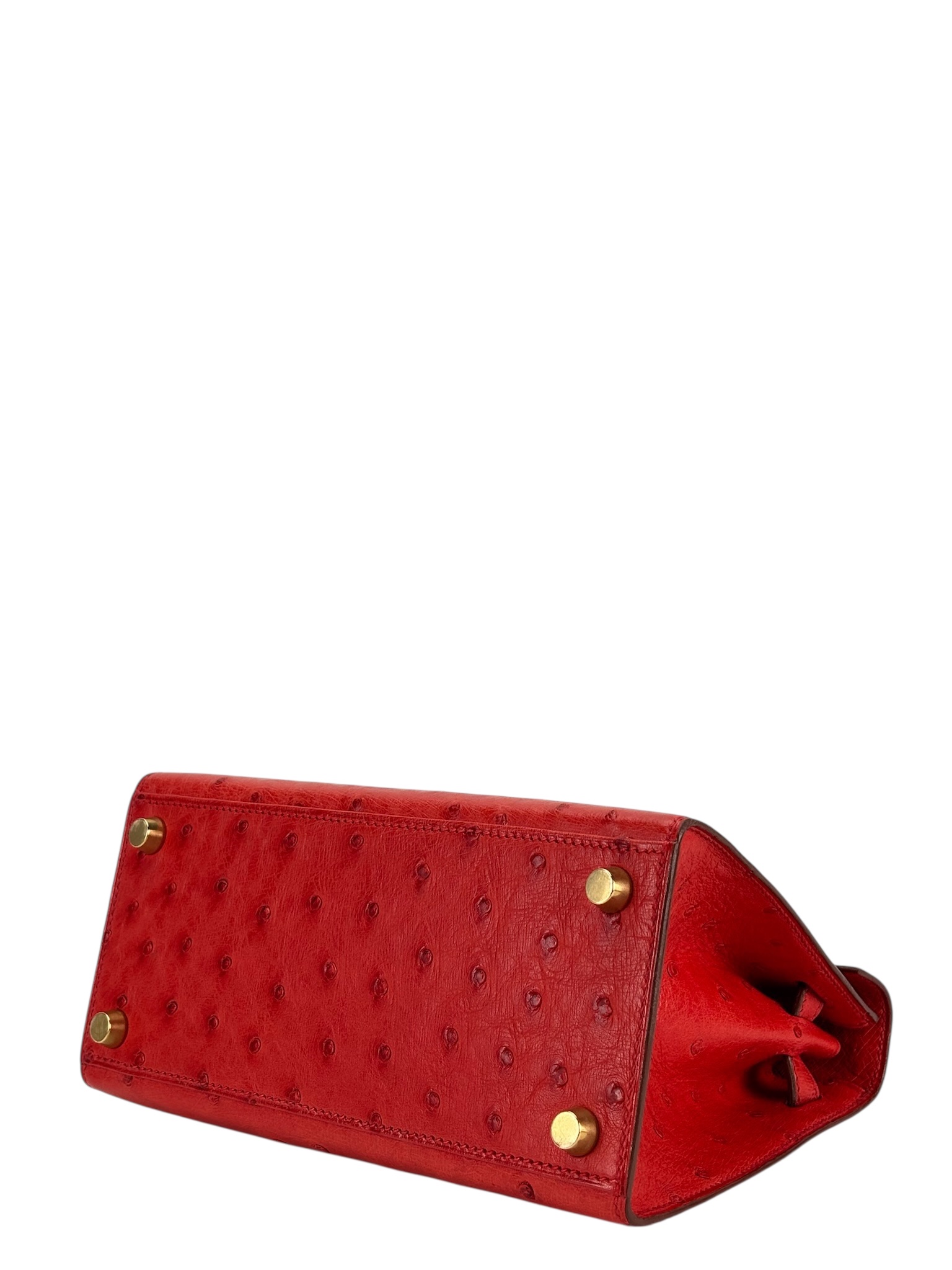 HERMES - Kelly 20 Vif Red Ostrich Gold Hardware