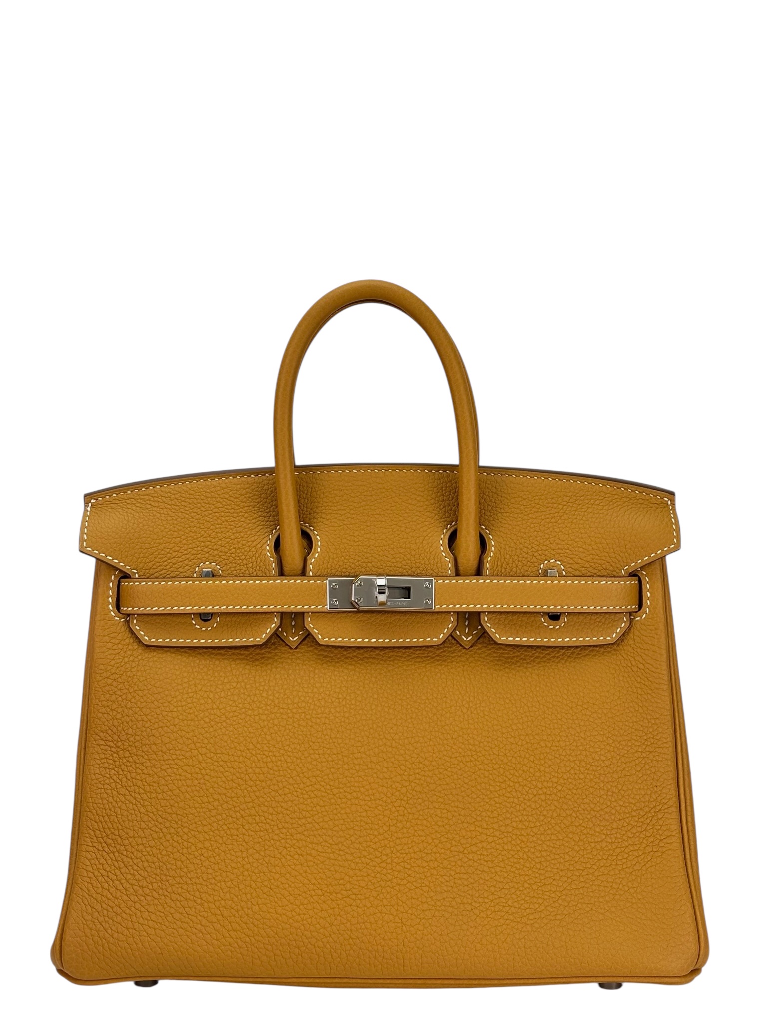 HERMES - Kelly 25 Natural Sable Togo Palladium Hardware   