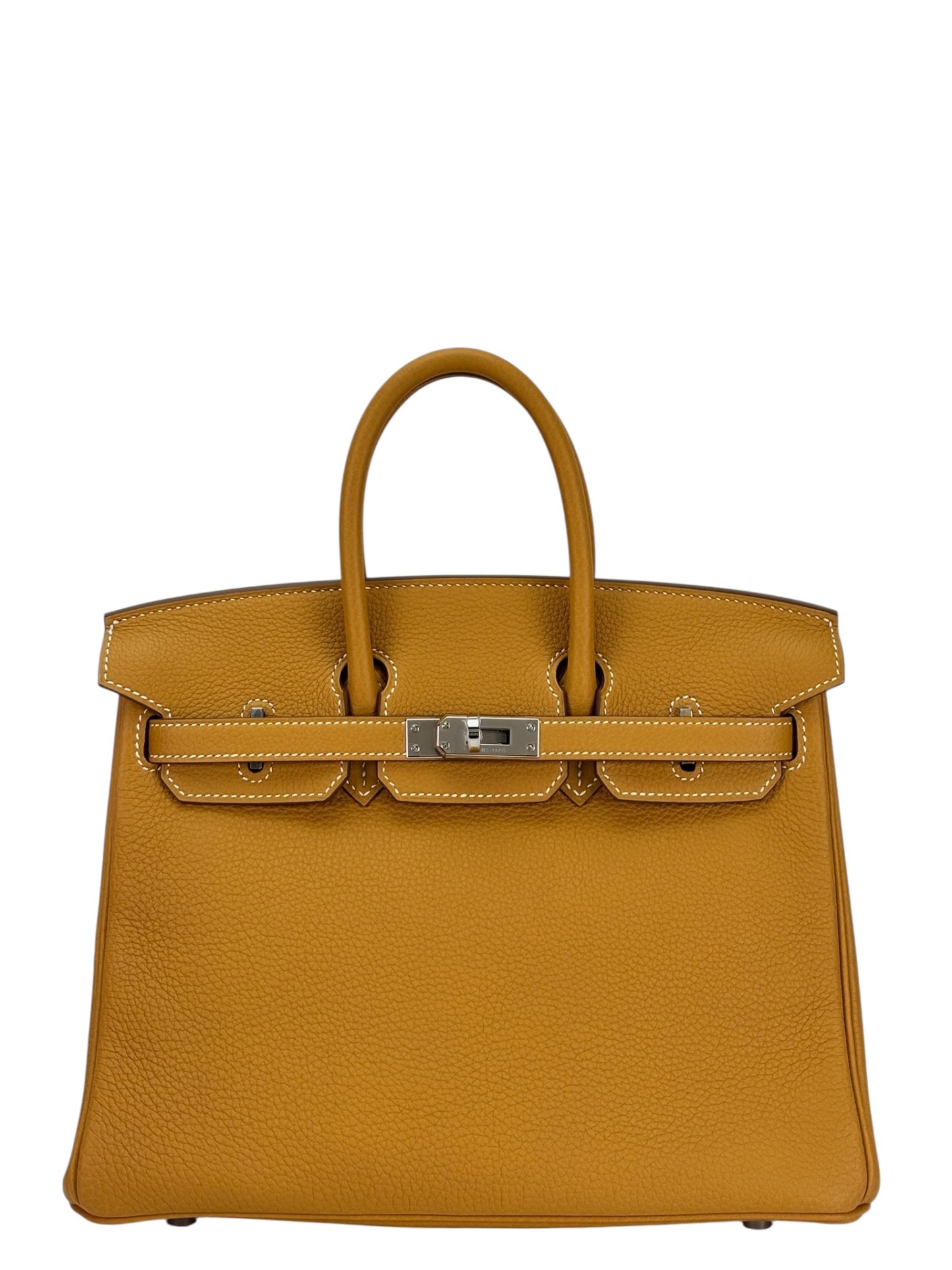 HERMES - Kelly 25 Natural Sable Togo Palladium Hardware   